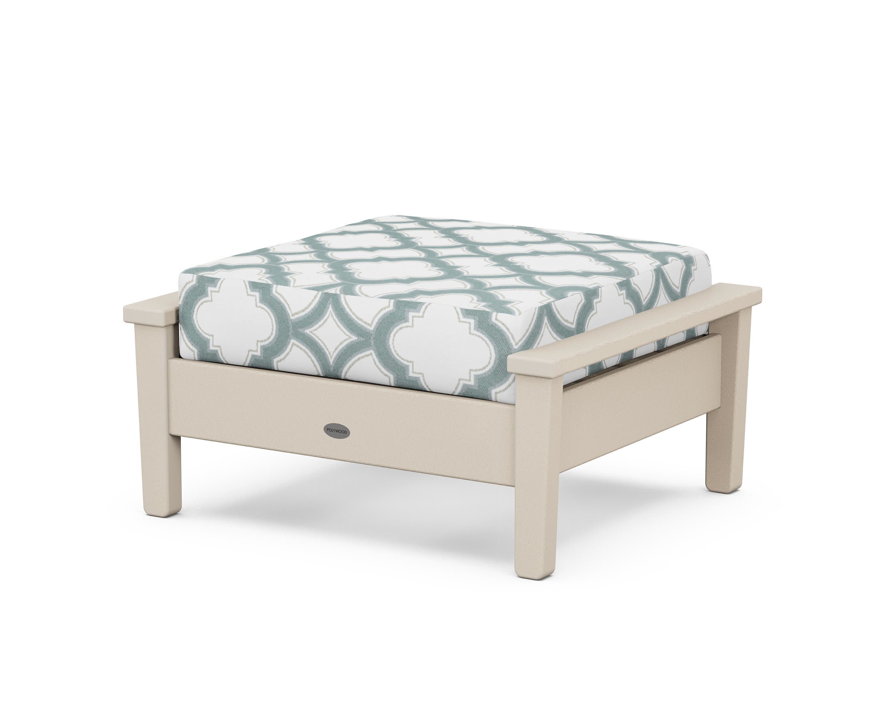 Prescott Deep Seating Ottoman in Sand / Trellis Glacier Spa