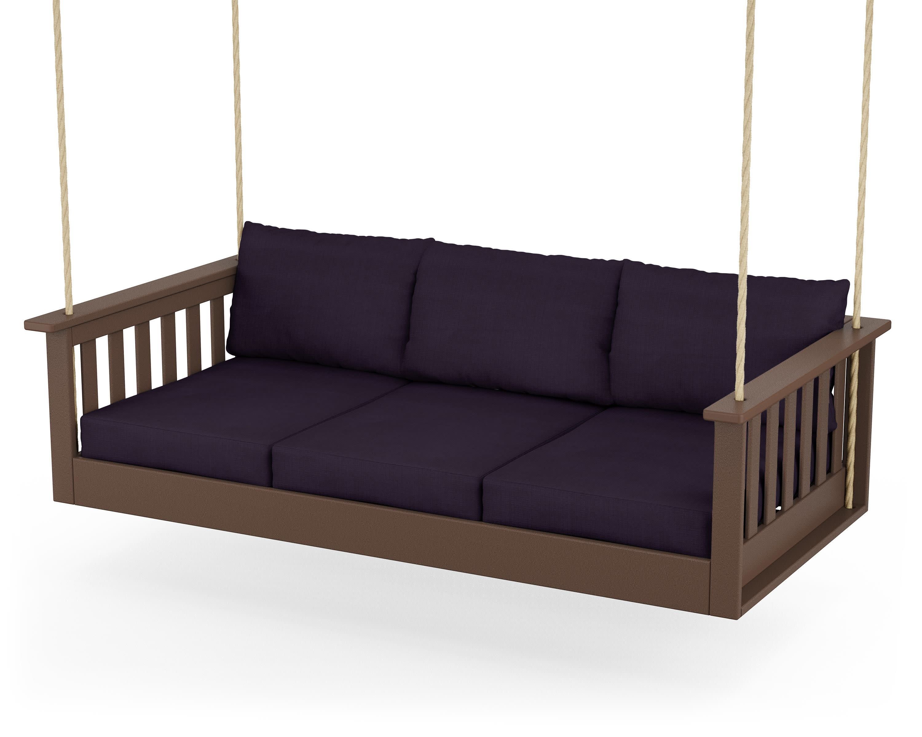 Vineyard Daybed Swing in Mahogany / Navy Linen