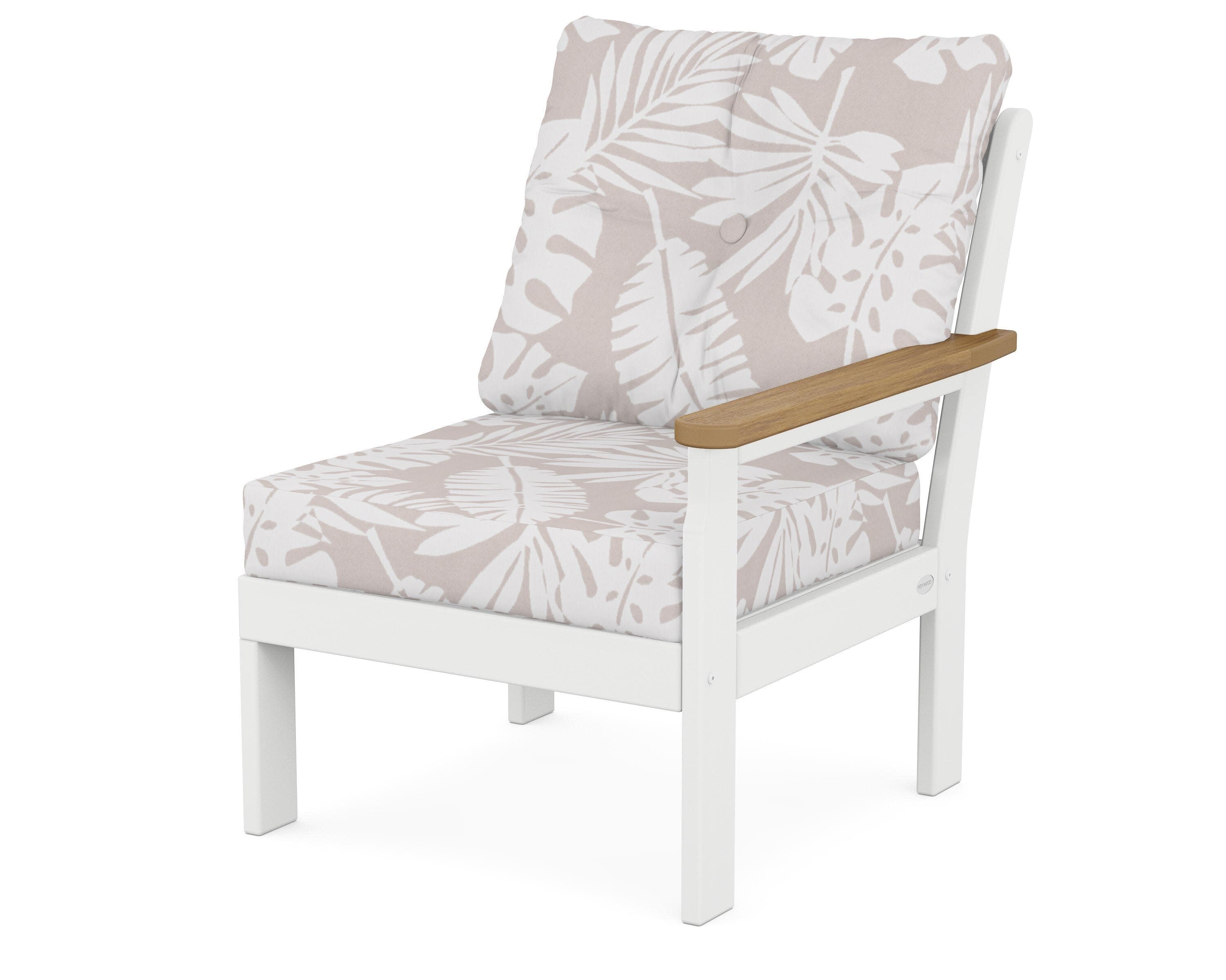 Vineyard Modular Right Arm Chair in White / Natural / Leaf Dune Burlap