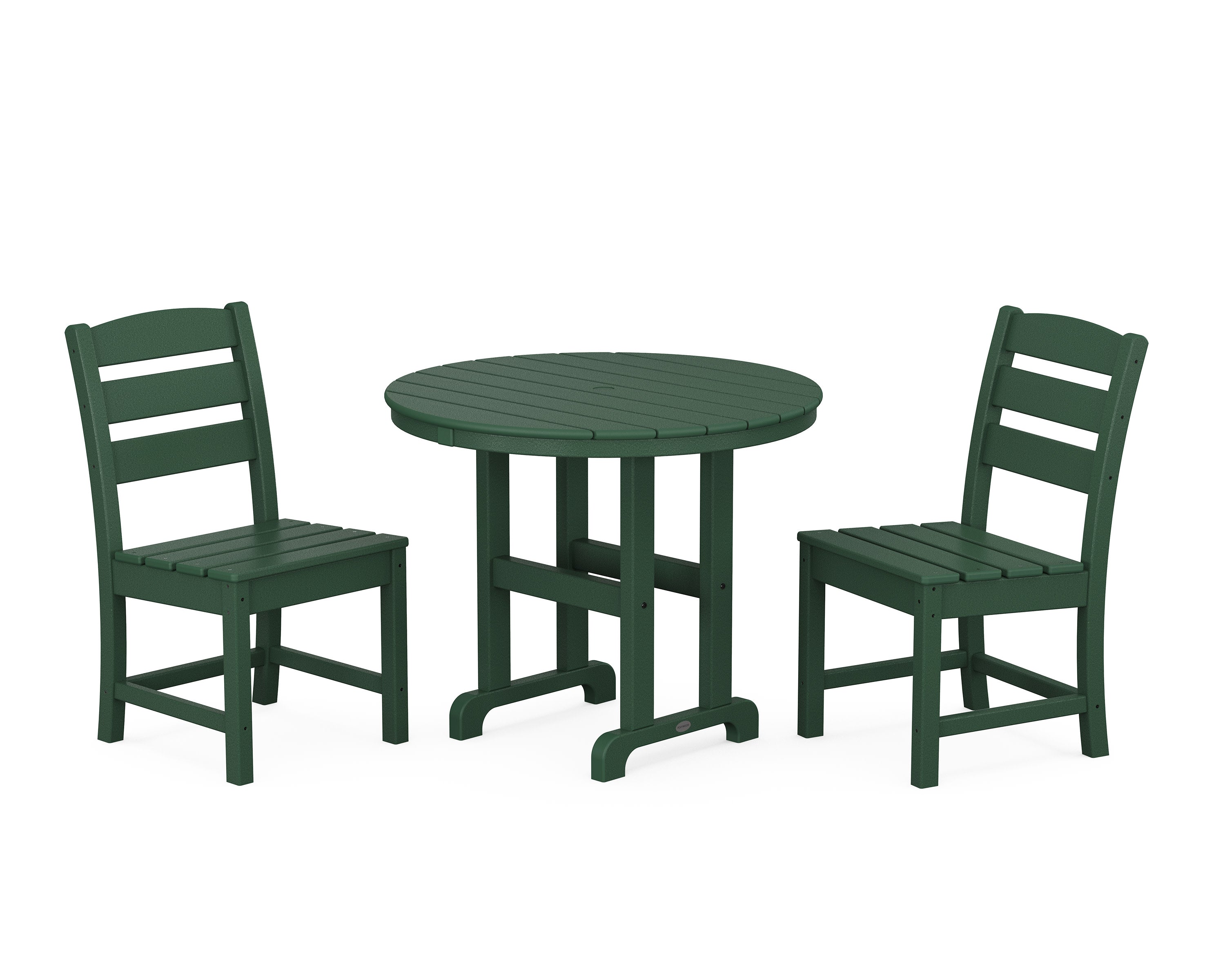 Lakeside Side Chair 3-Piece Round Dining Set in Green