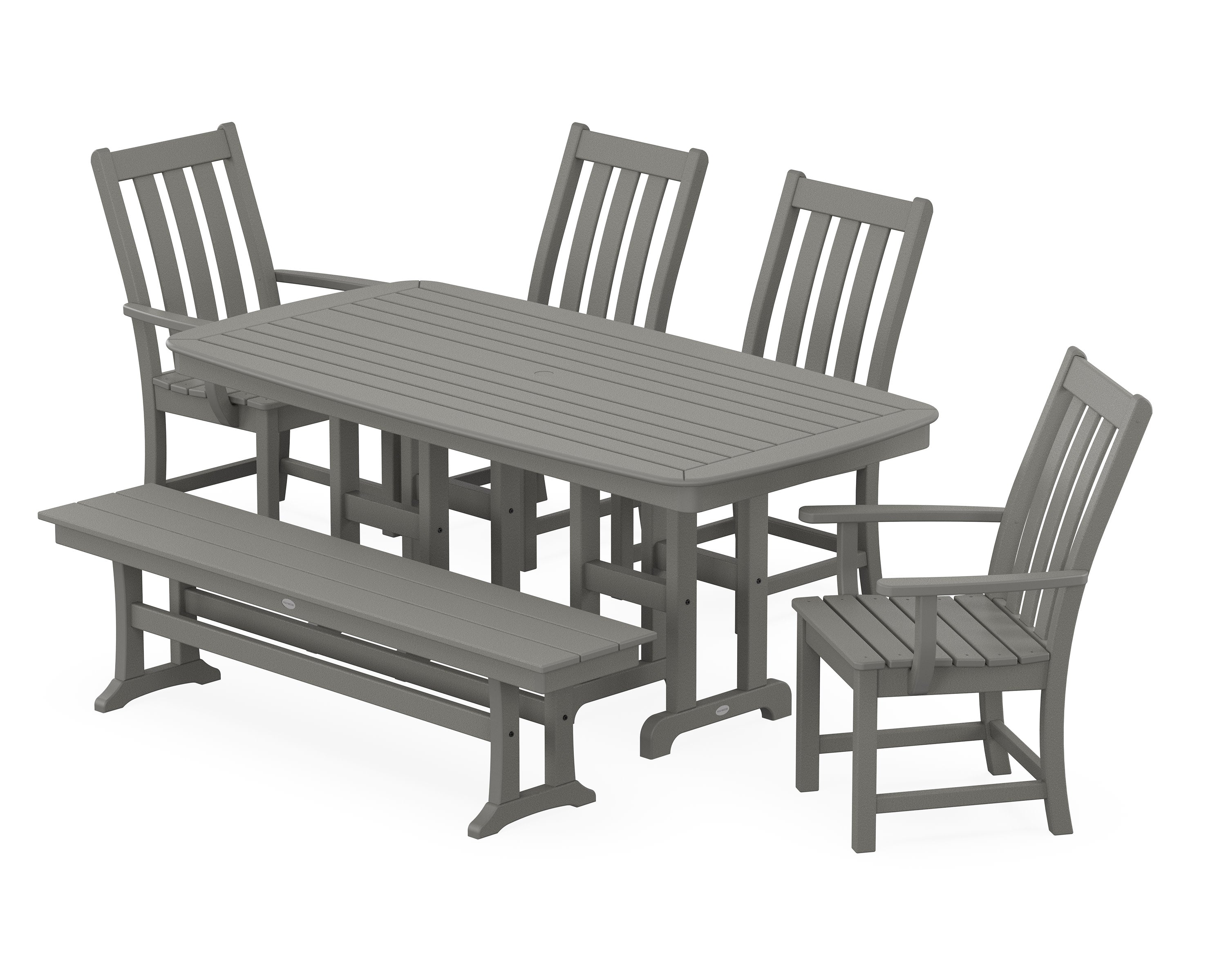 Vineyard 6-Piece Dining Set with Bench in Slate Grey