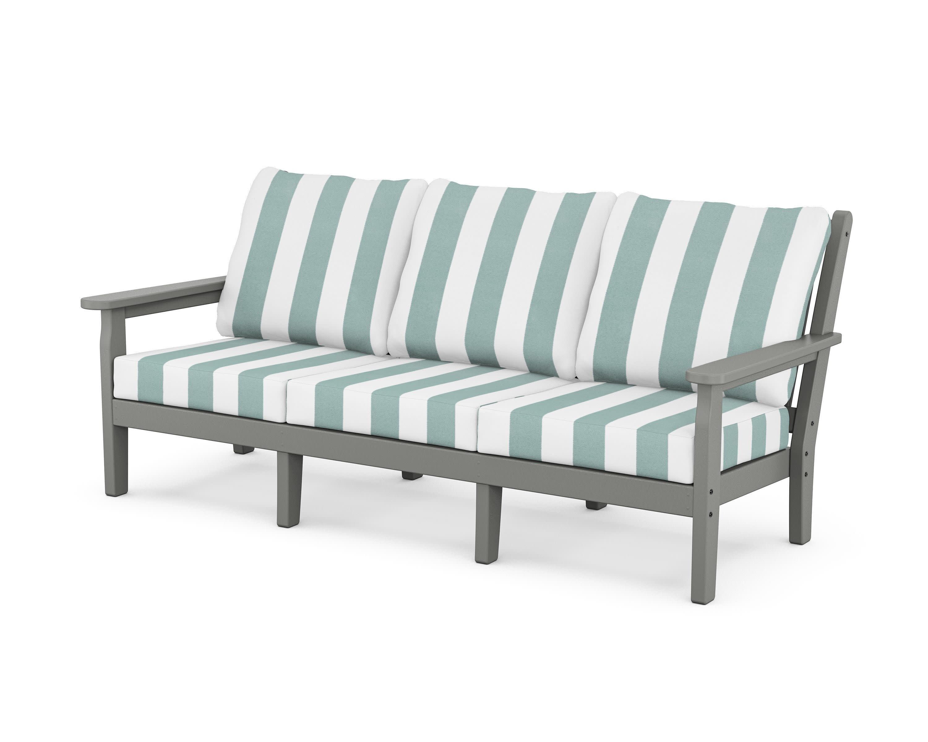 Chippendale Deep Seating Sofa in Slate Grey / Cabana Stripe Glacier Spa