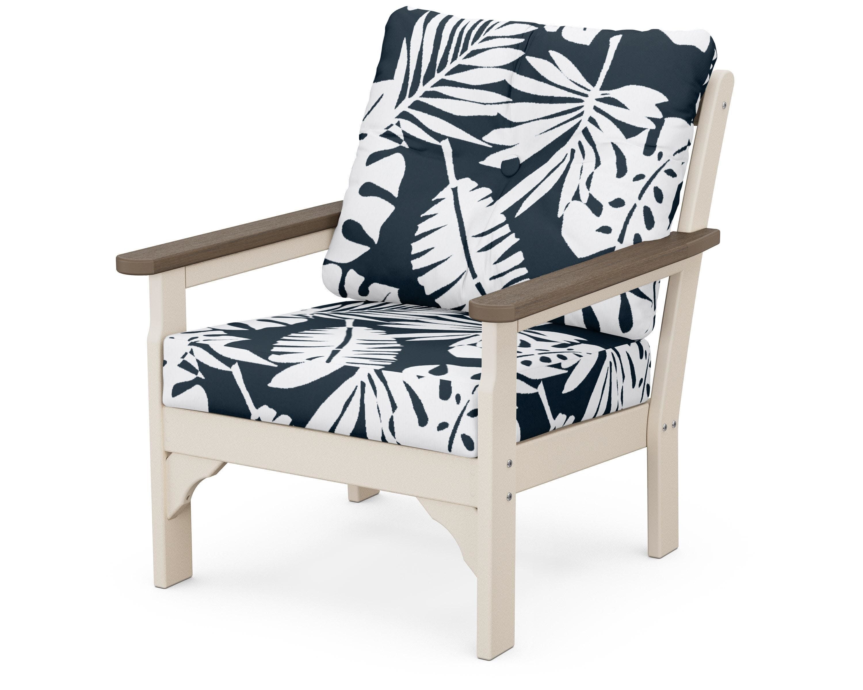 Vineyard Deep Seating Chair in Sand / Kona / Leaf Marine Indigo