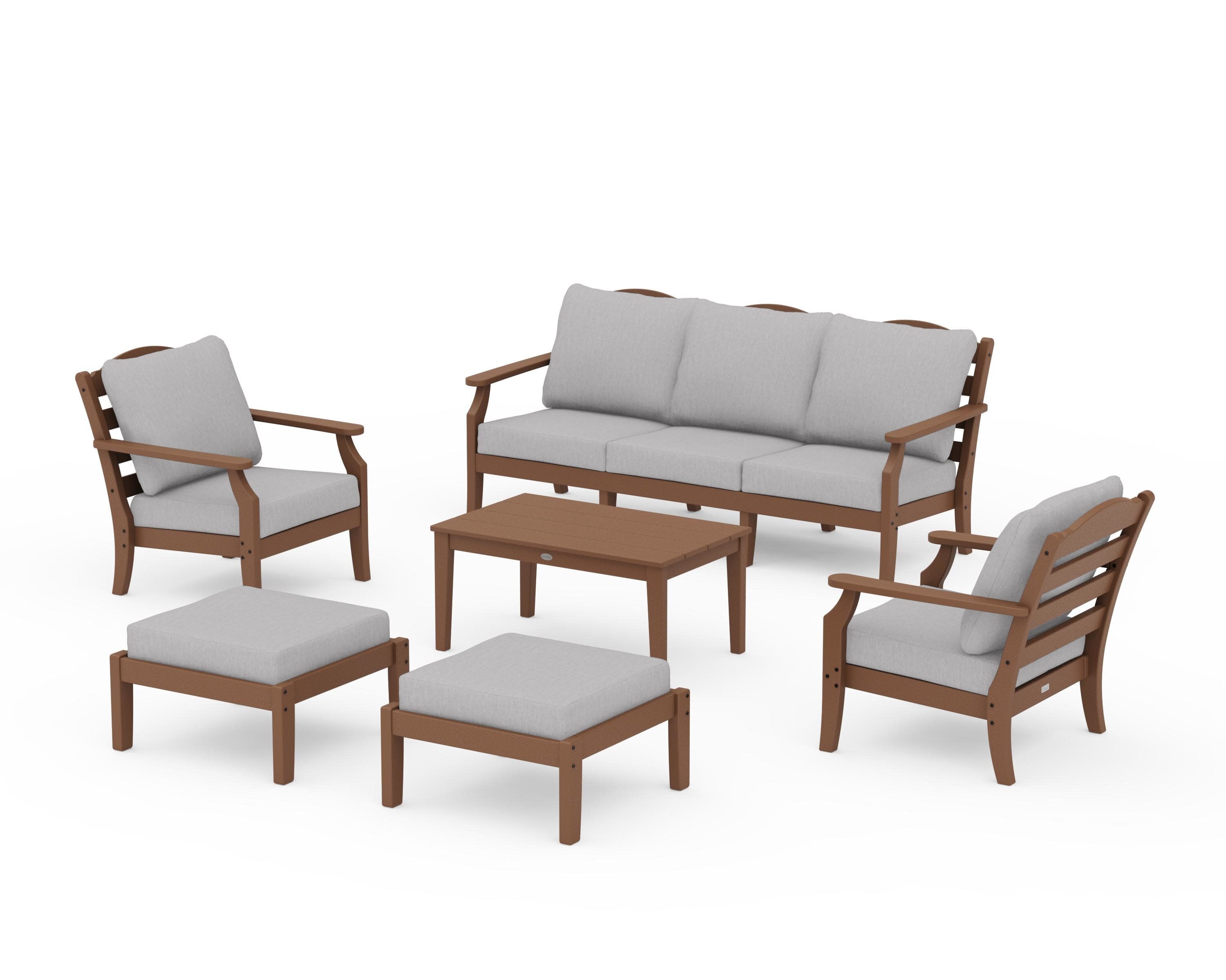 Savannah 6-Piece Lounge Sofa Set in Teak / Granite