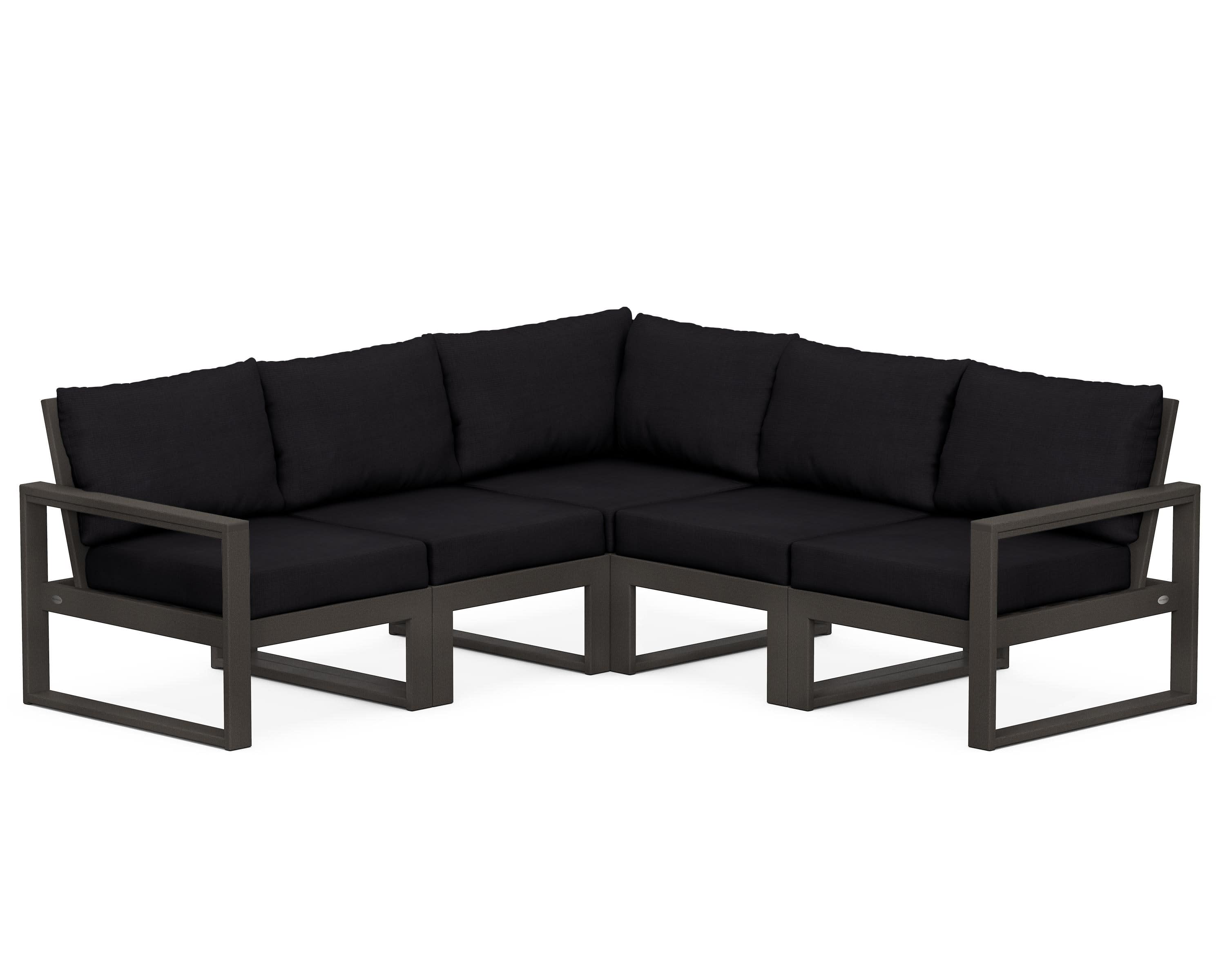 EDGE 5-Piece Modular Deep Seating Set in Vintage Coffee / Midnight Linen