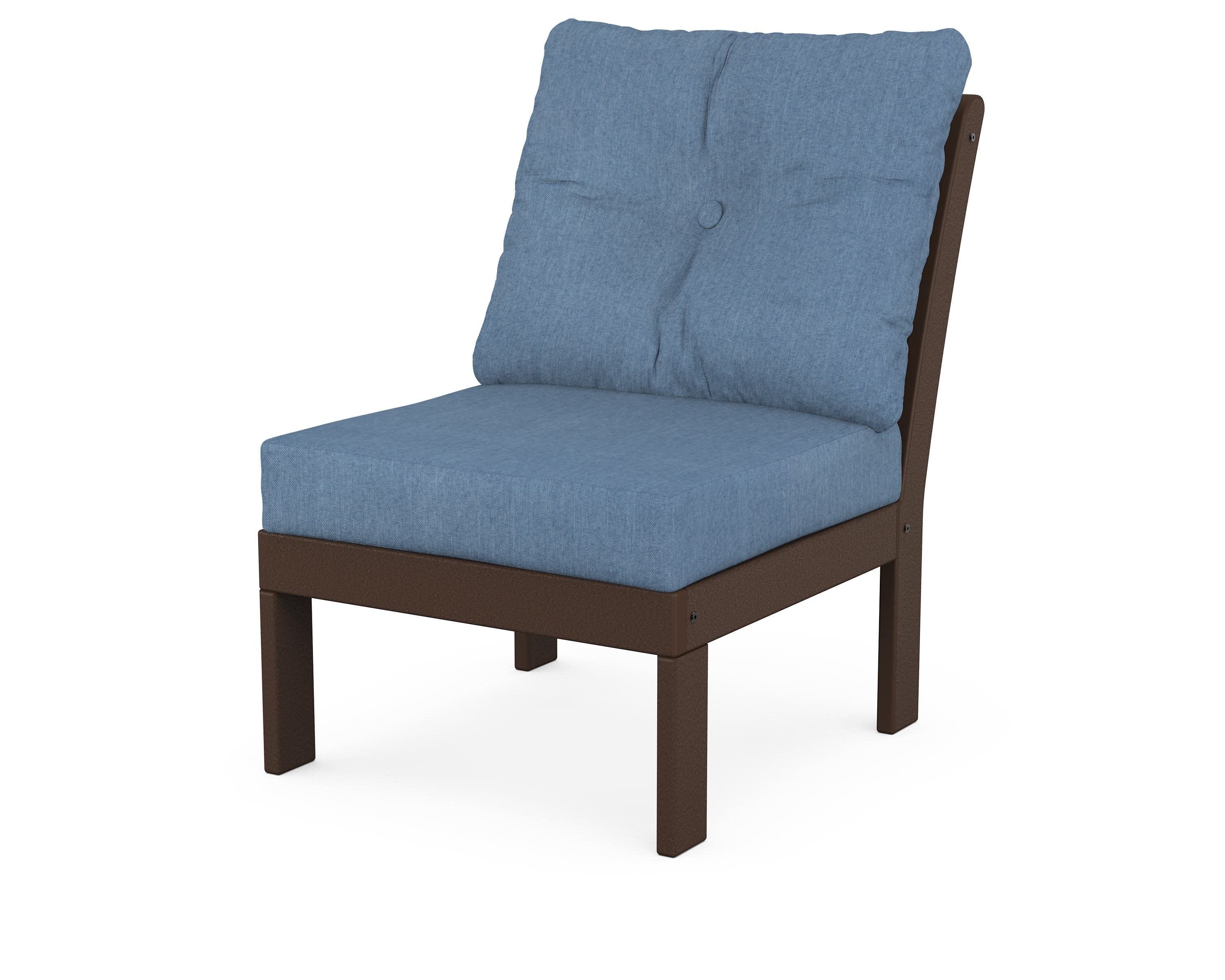 Vineyard Modular Armless Chair in Mahogany / Sky Blue