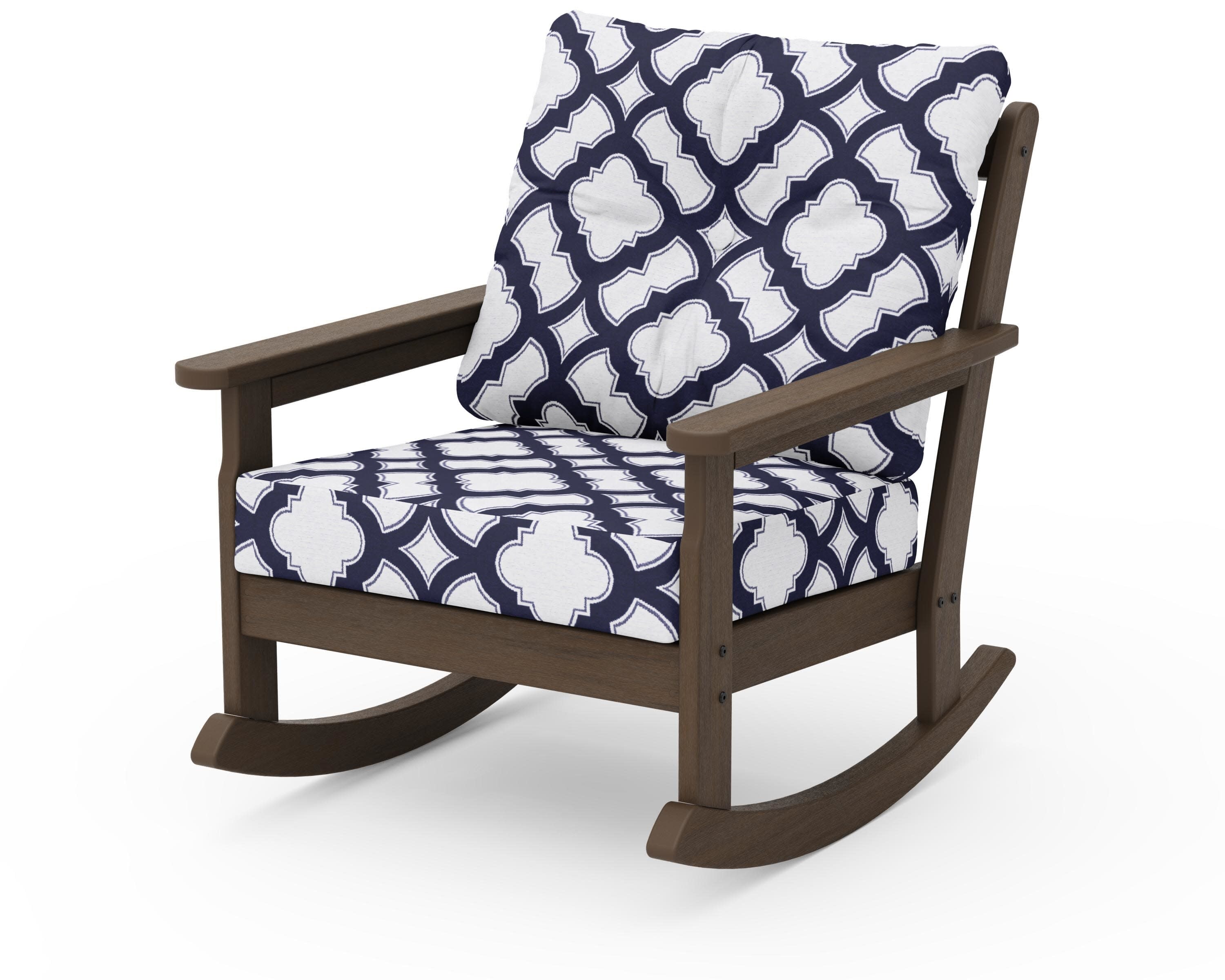 Vineyard Deep Seating Rocking Chair in Kona / Trellis Navy
