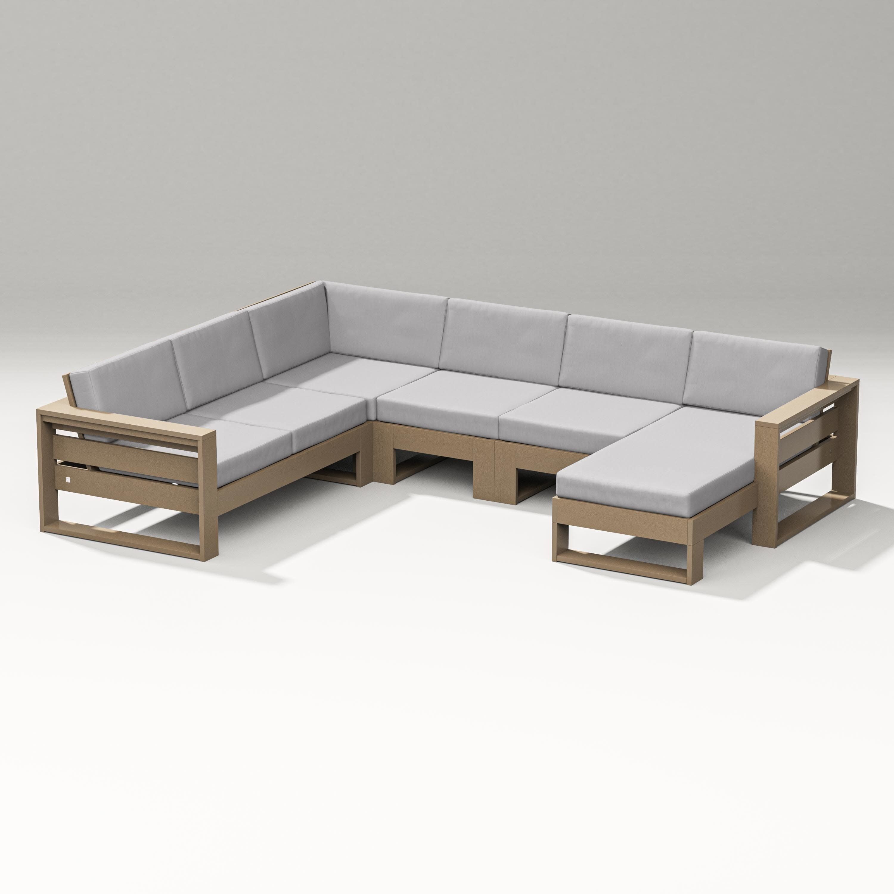 Latitude Corner Sectional with Right Chaise in Vintage Sahara / Granite
