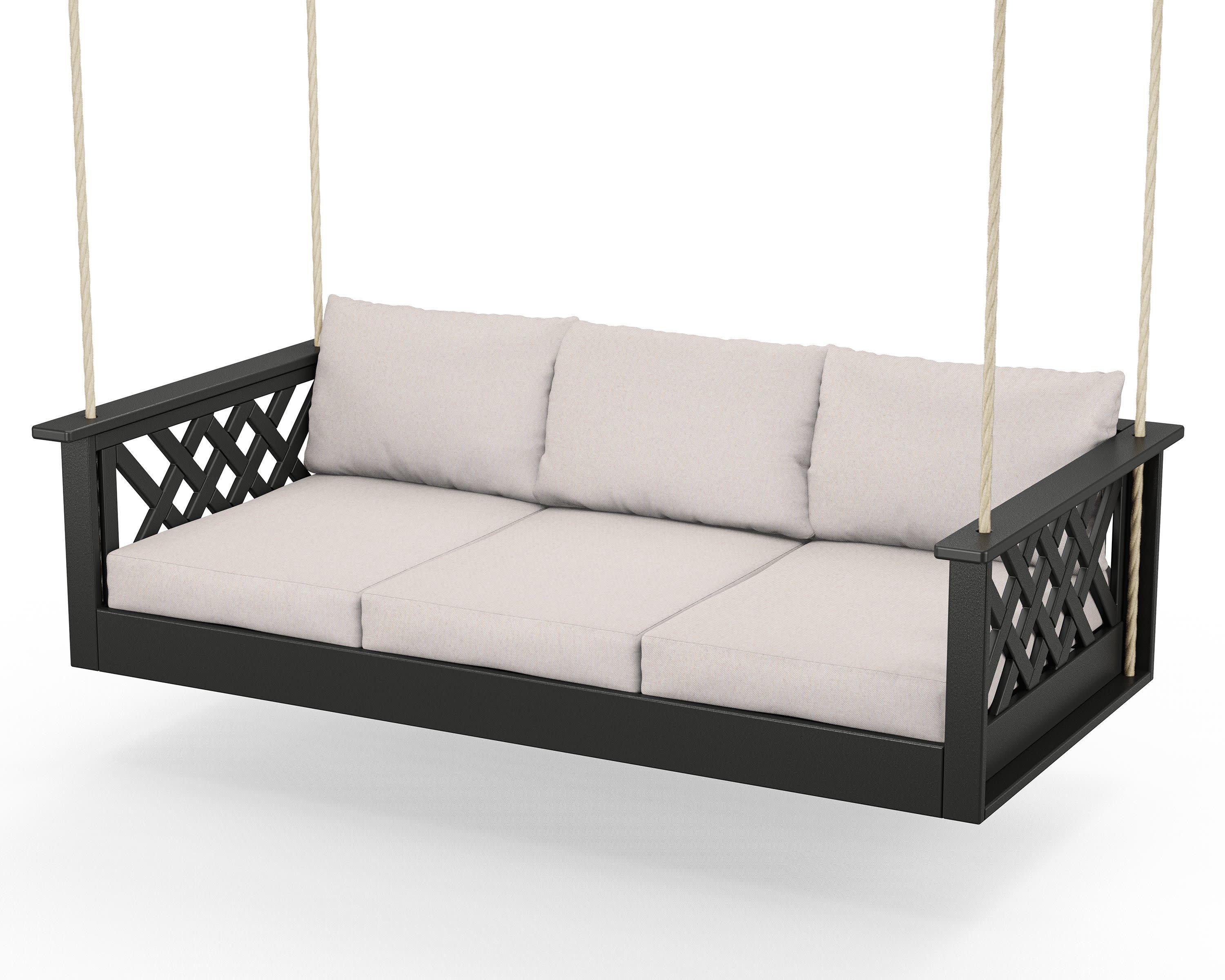 Wovendale Daybed Swing in Black / Dune Burlap