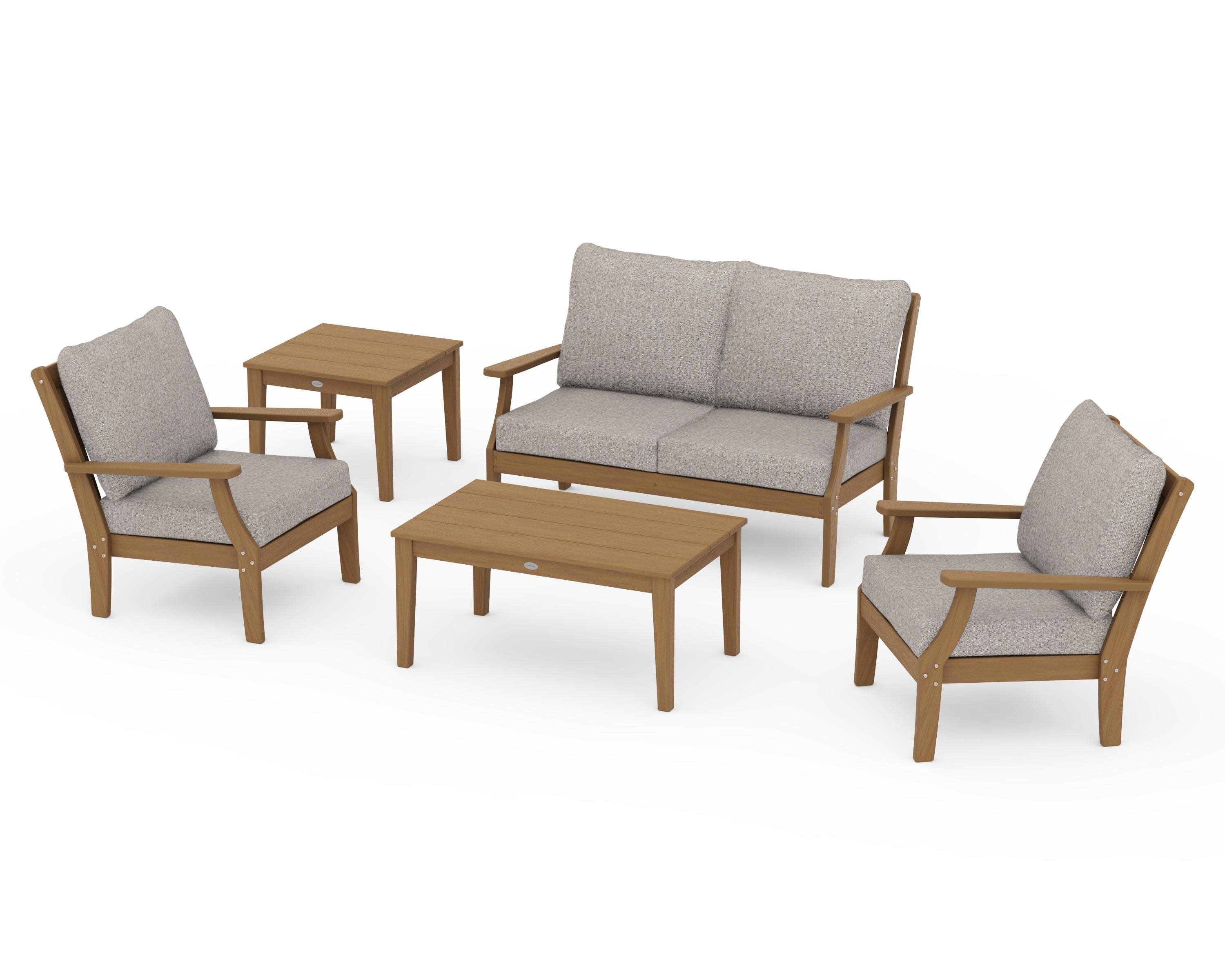 Braxton 5-Piece Deep Seating Set in Natural / Weathered Tweed