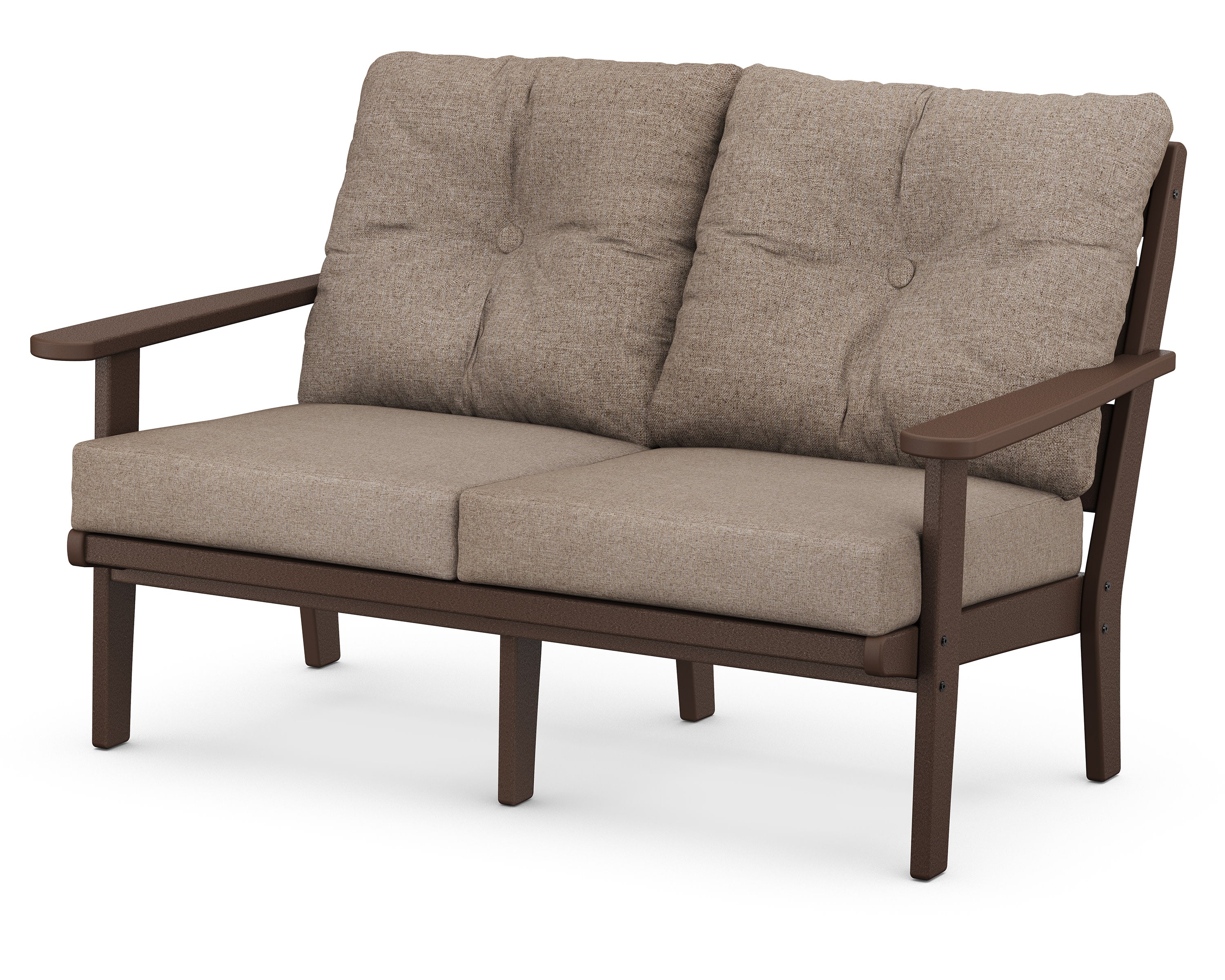 Lakeside Deep Seating Loveseat in Mahogany / Spiced Burlap