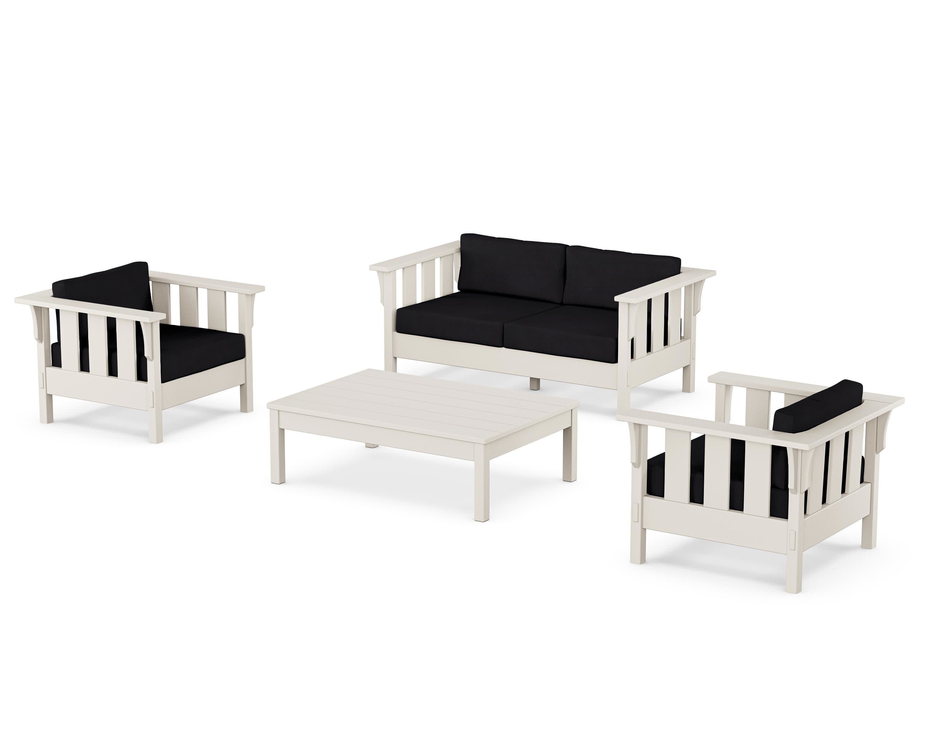 Acadia 4-Piece Deep Seating Set with Loveseat in Sand / Midnight Linen