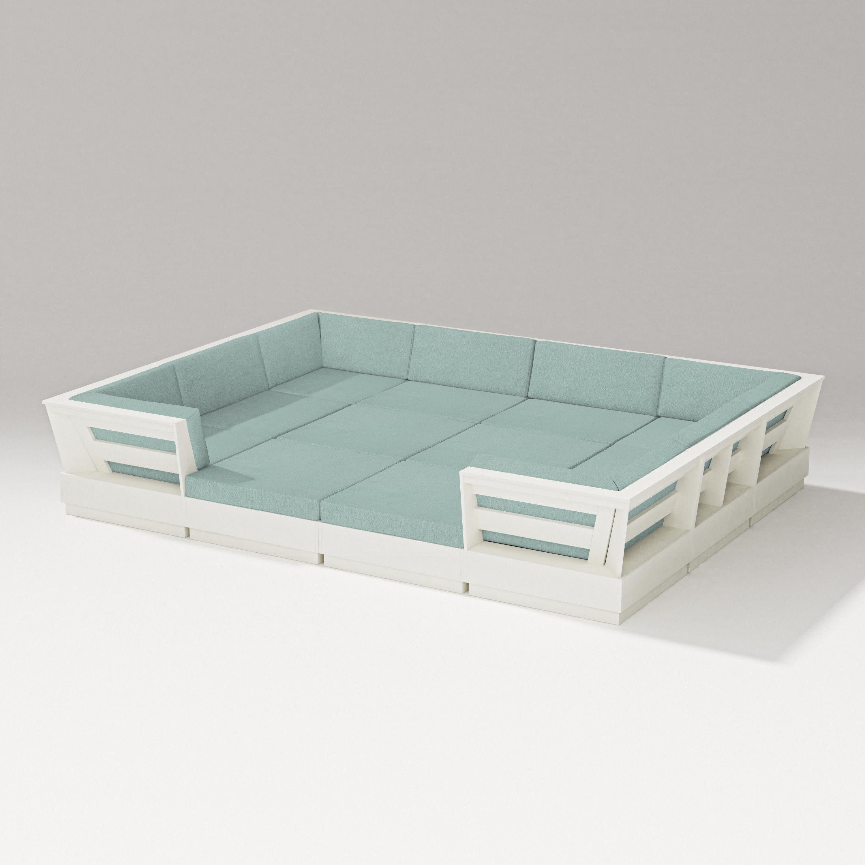 Elevate 12-Piece Pit Sectional in Vintage White / Glacier Spa