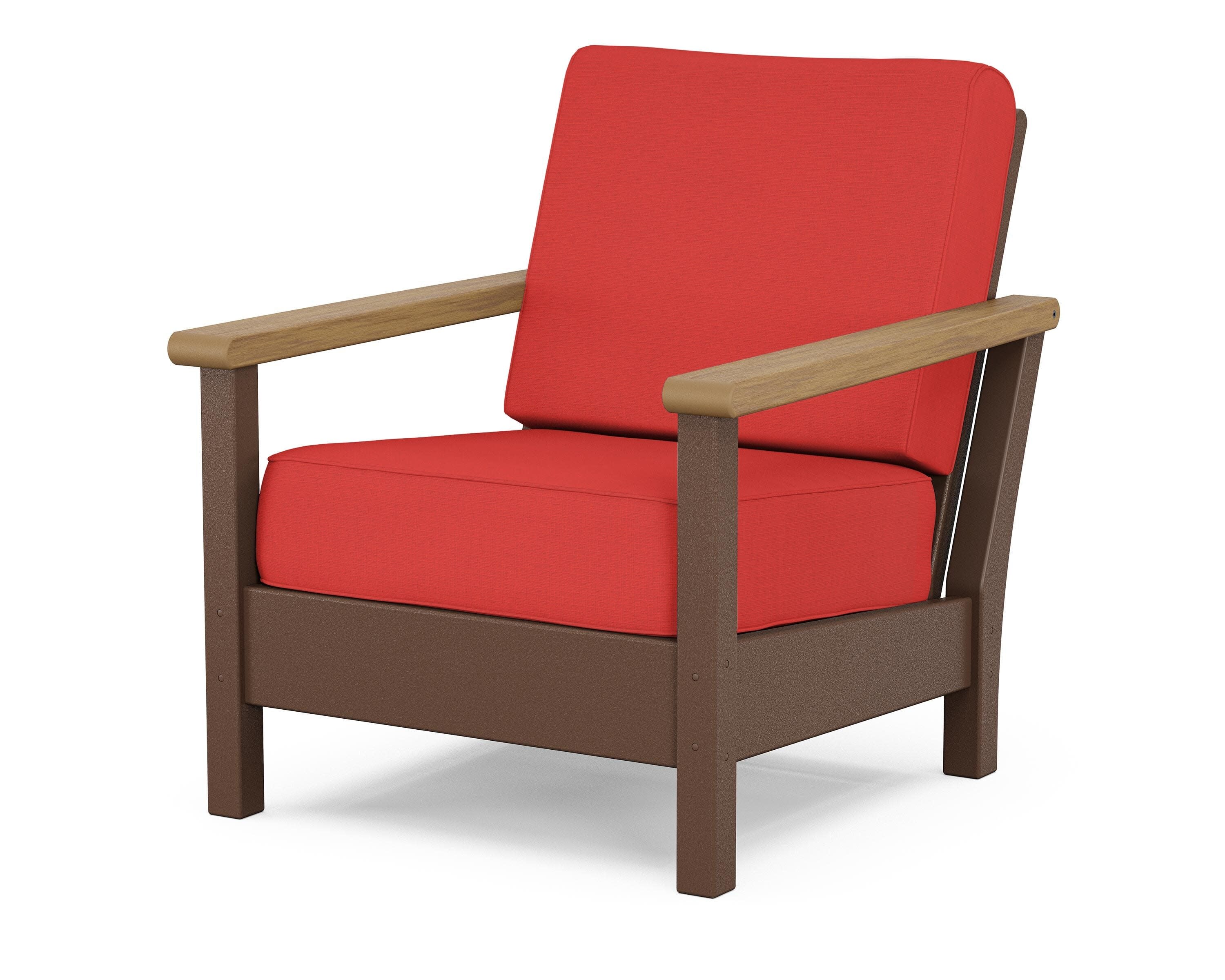 Harbour Deep Seating Chair in Mahogany / Natural / Crimson Linen