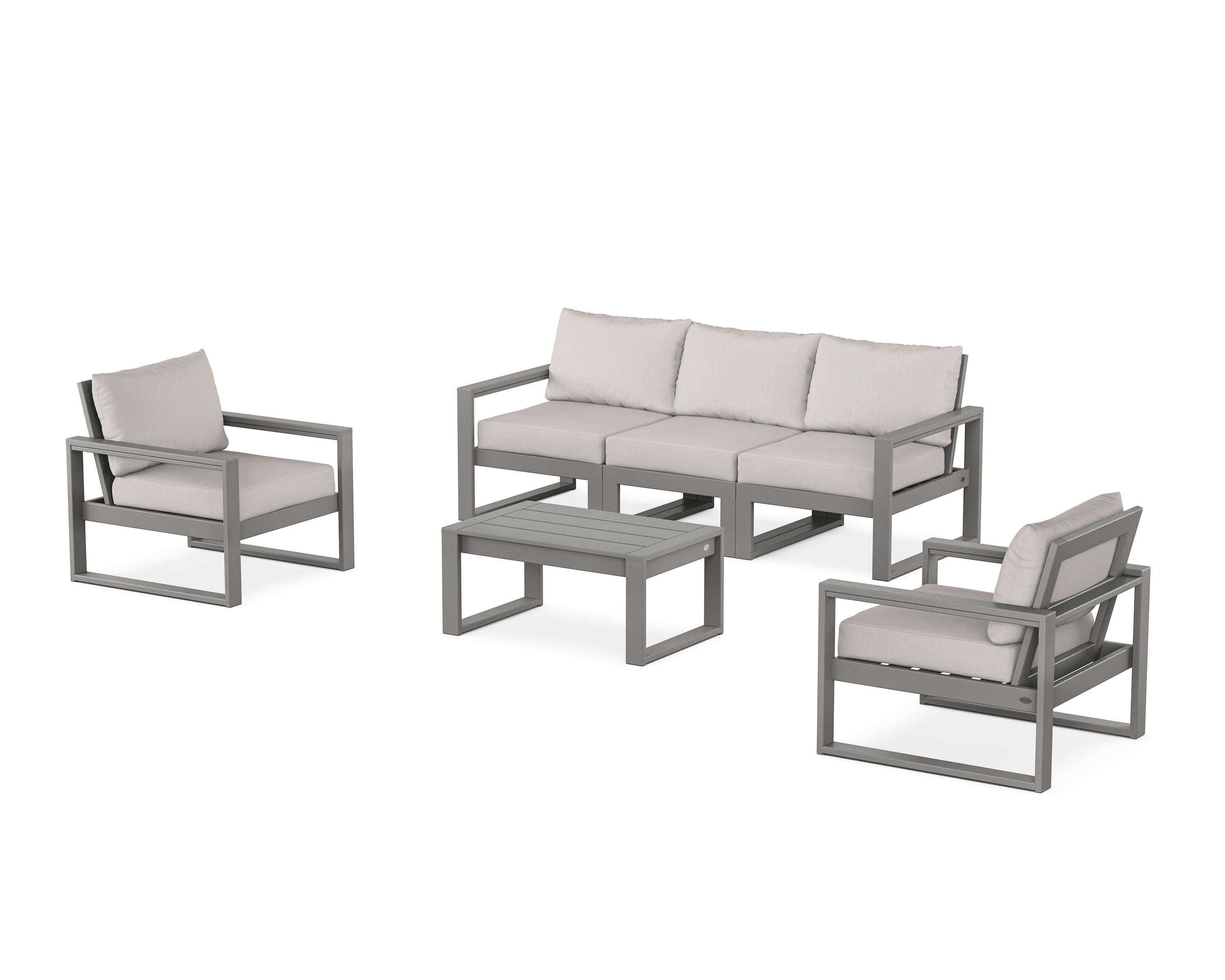 EDGE Sectional 4-Piece Deep Seating Set with Sofa in Slate Grey / Cast Ash