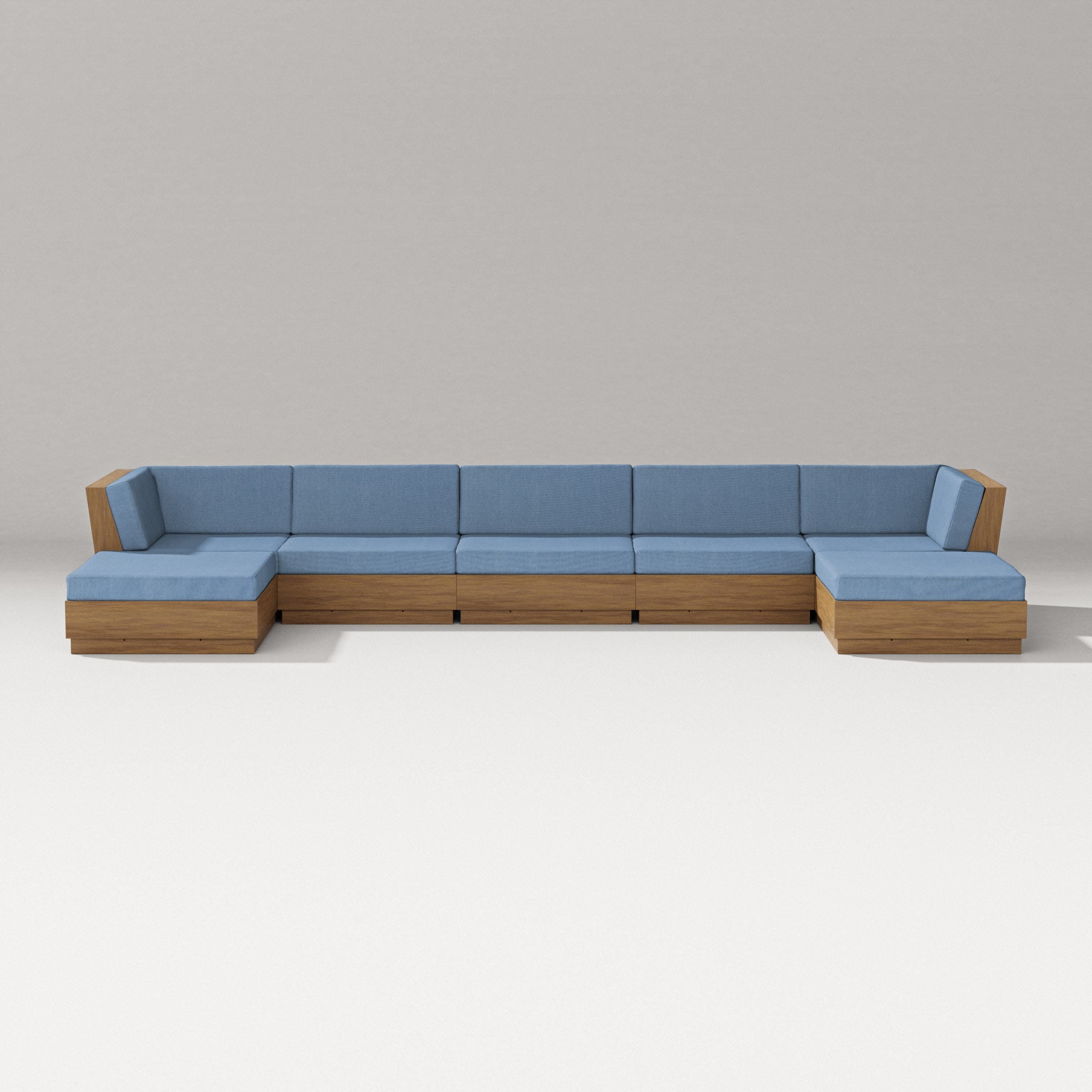 Elevate 7-Piece Double Chaise Sectional in Natural / Sky Blue
