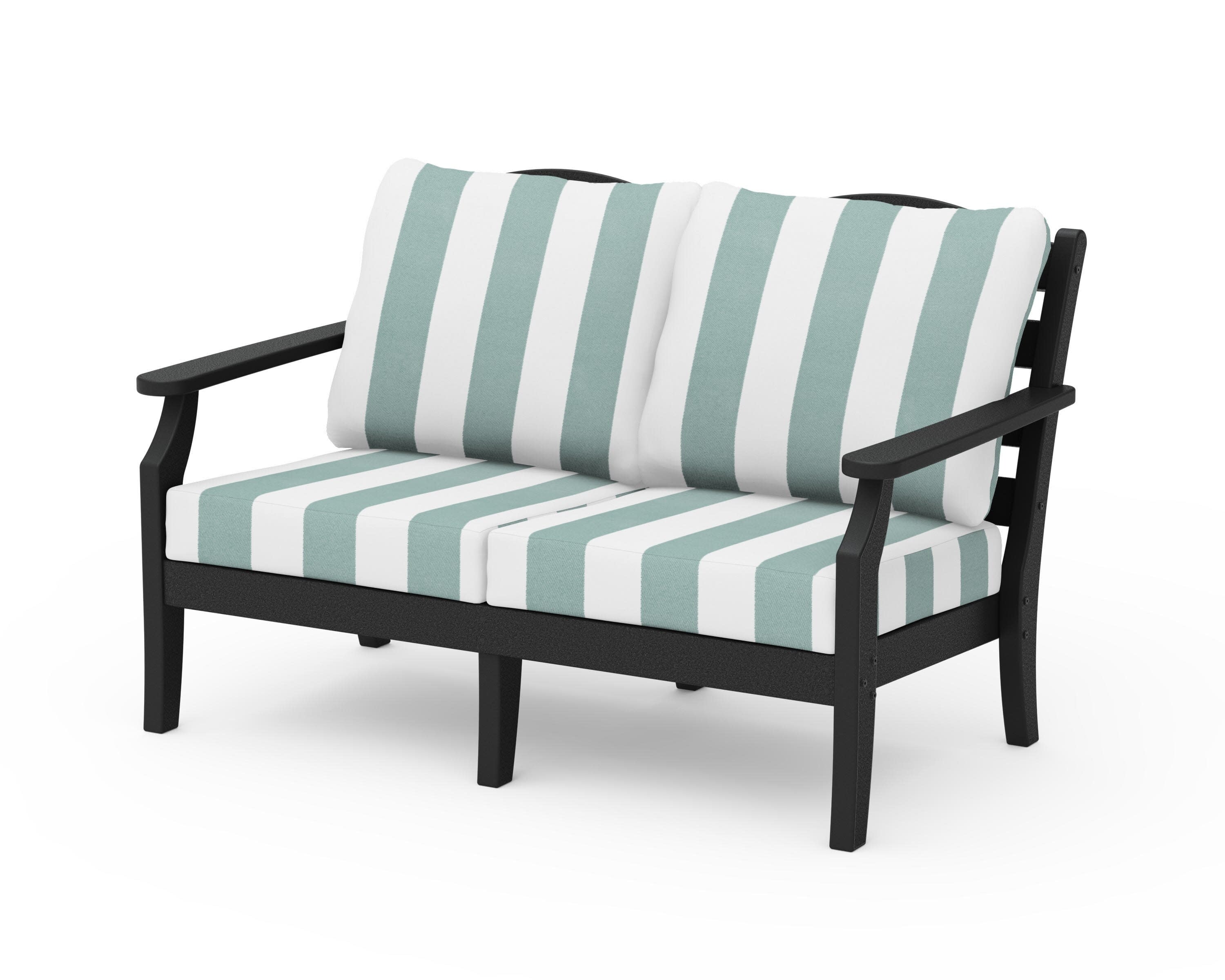 Savannah Deep Seating Loveseat in Black / Cabana Stripe Glacier Spa
