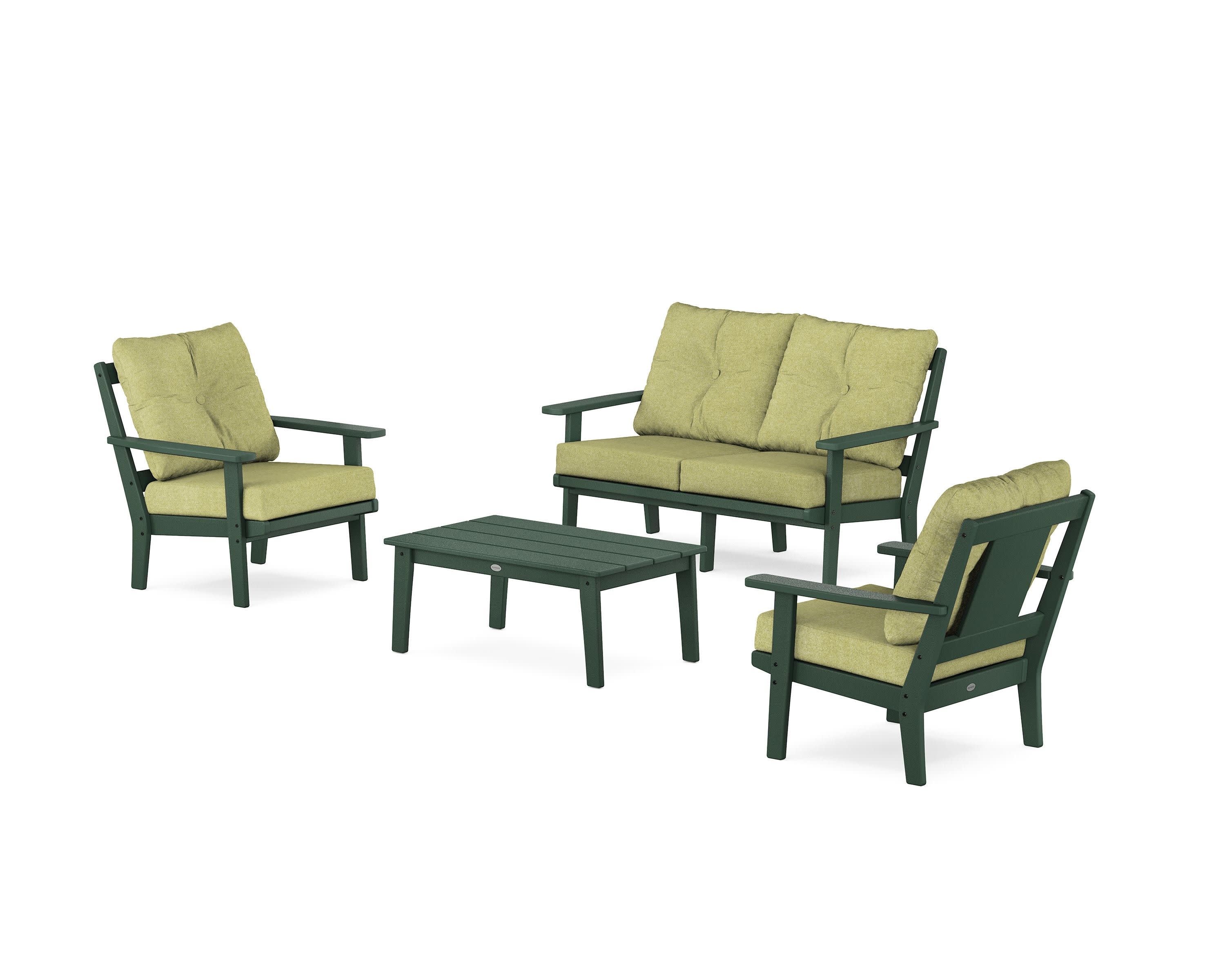 Prairie 4-Piece Deep Seating Set with Loveseat in Green / Chartreuse Boucle