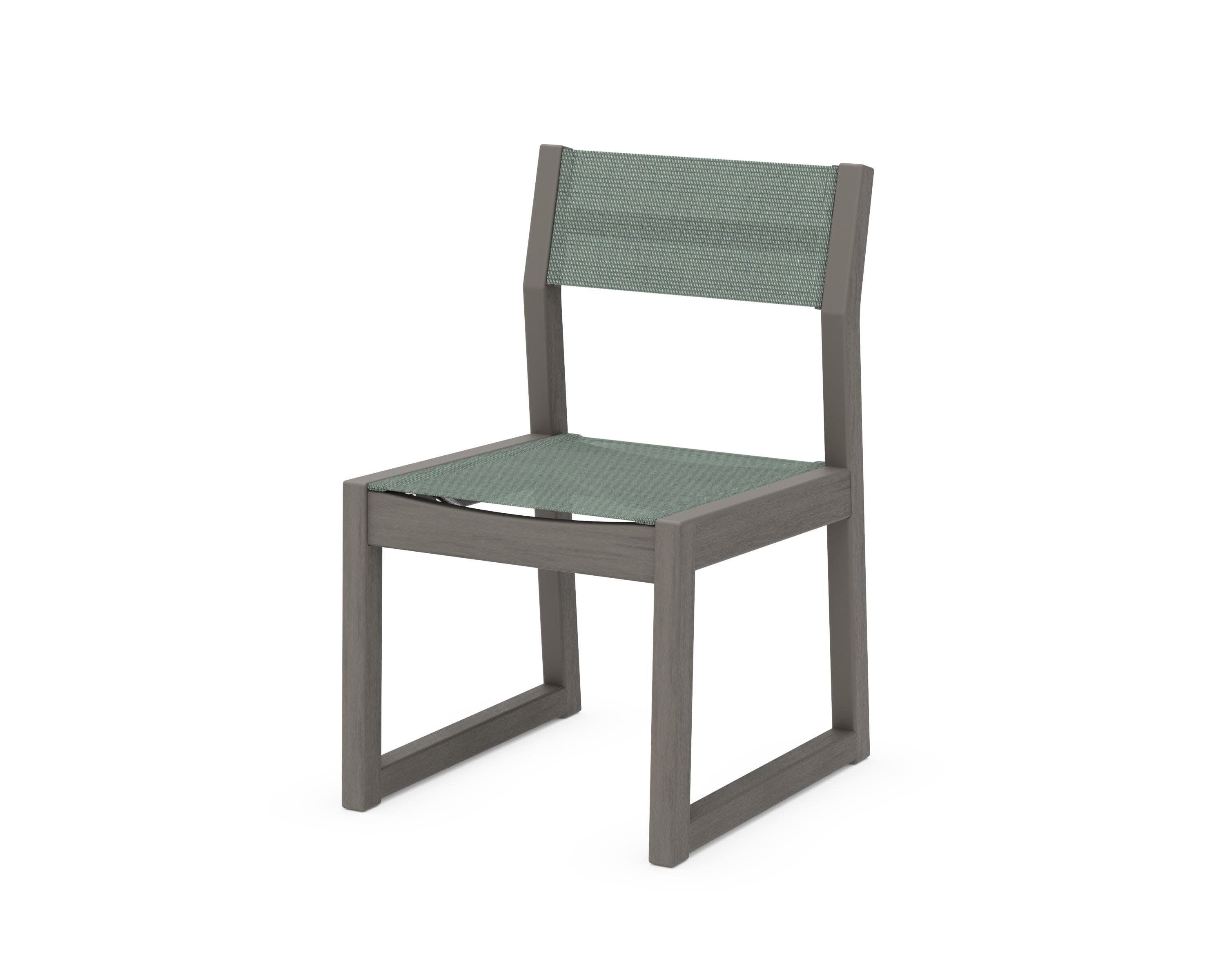 EDGE Sling Dining Side Chair in Driftwood / Dupioni Sea Mist Sling