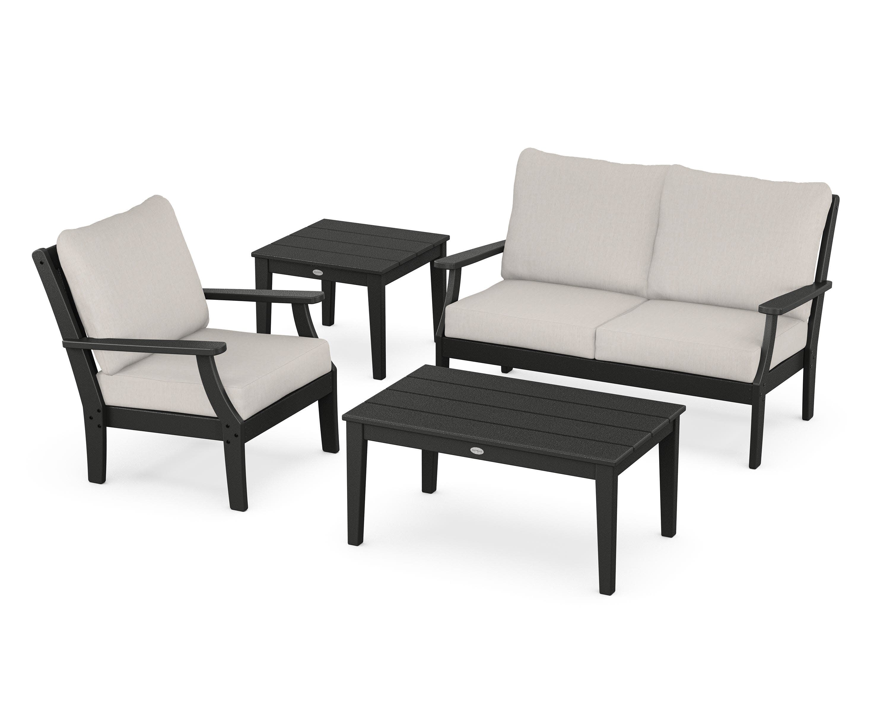 Braxton 4-Piece Deep Seating Set in Black / Cast Ash