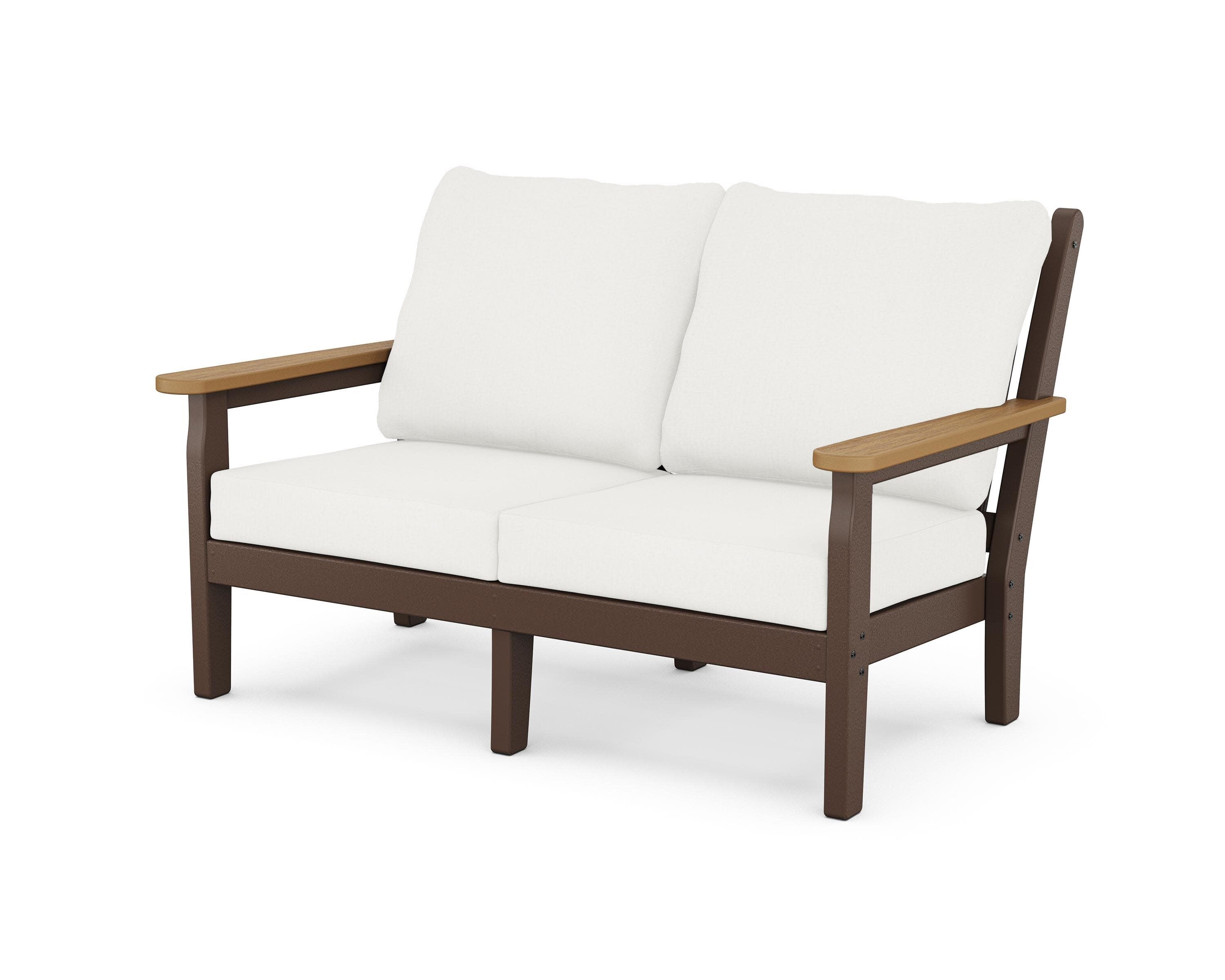 Chippendale Deep Seating Loveseat in Mahogany / Natural / Natural Linen