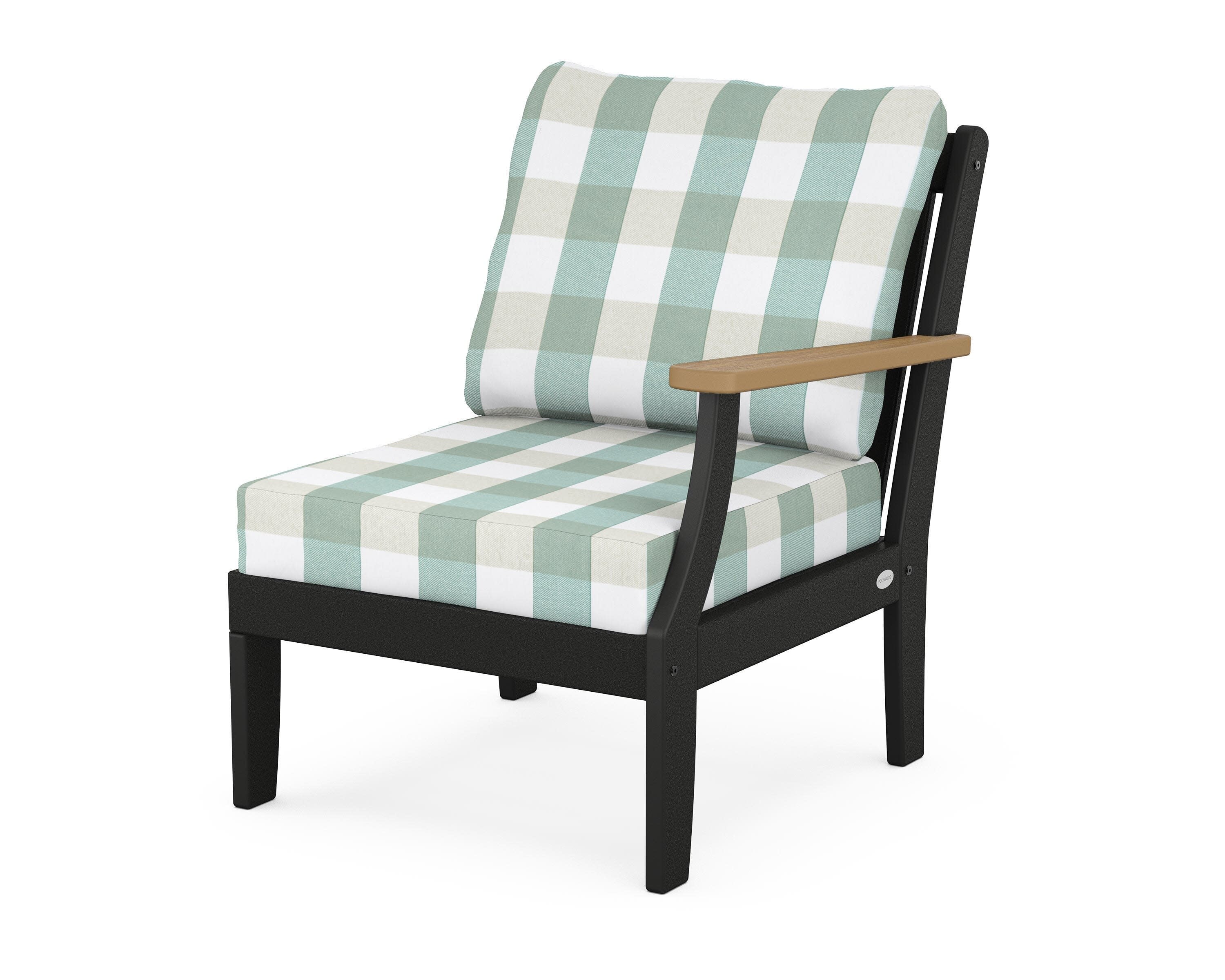 Braxton Modular Right Arm Chair in Black / Natural / Buffalo Plaid Glacier Spa