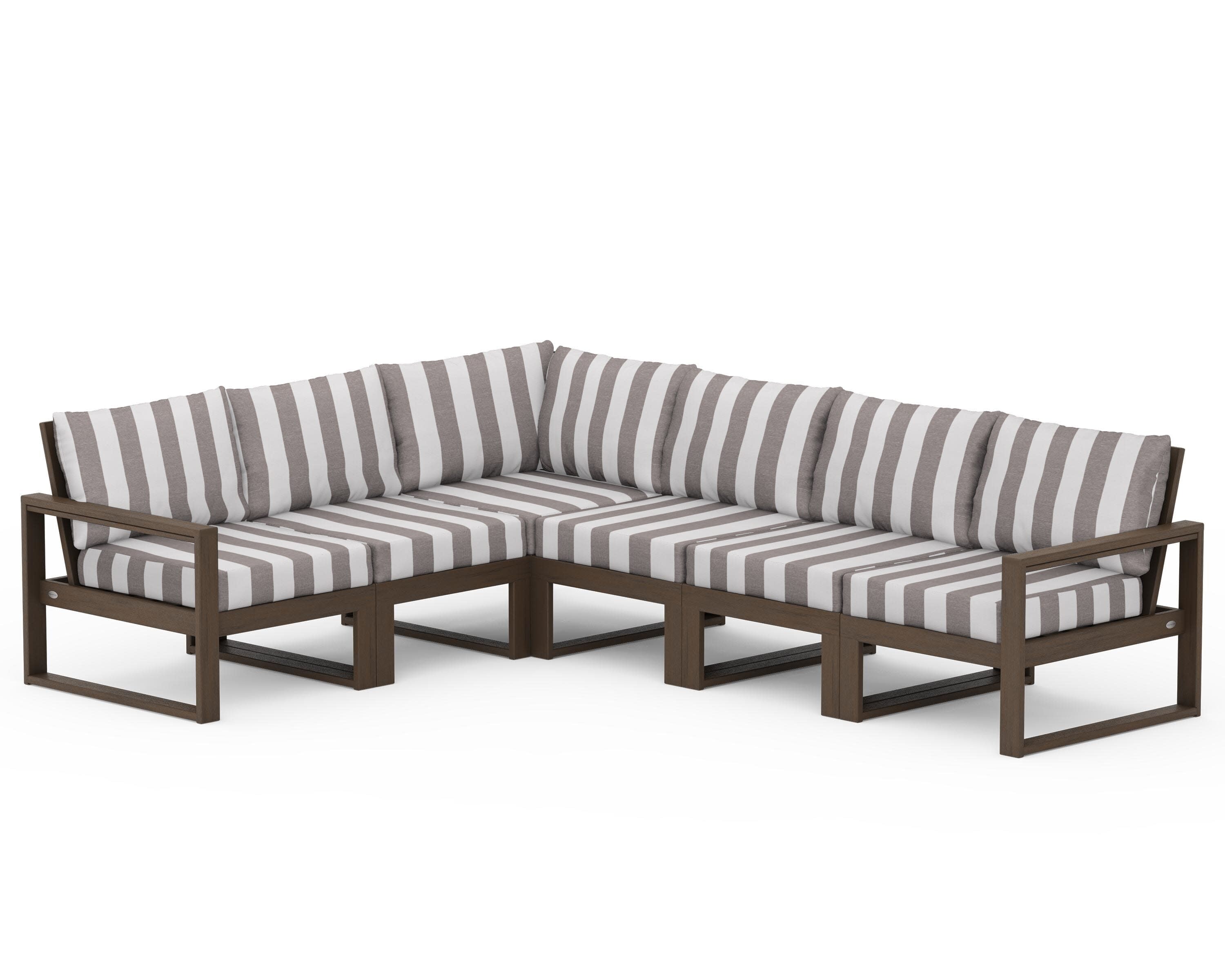 EDGE 6-Piece Modular Deep Seating Set in Kona / Cabana Stripe Grey Mist