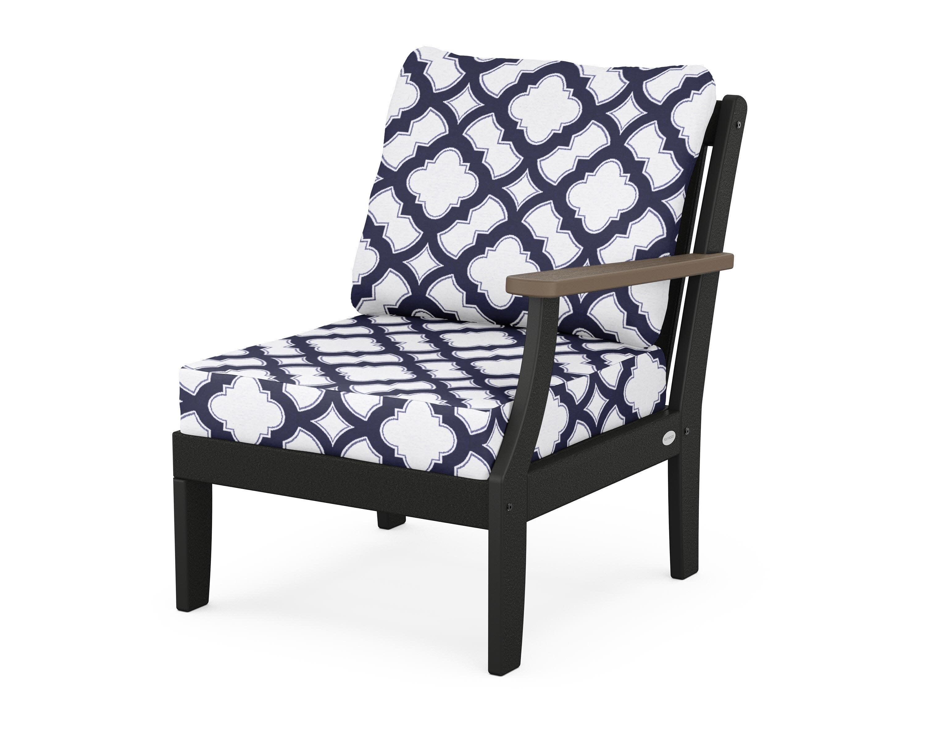 Braxton Modular Right Arm Chair in Black / Kona / Trellis Navy