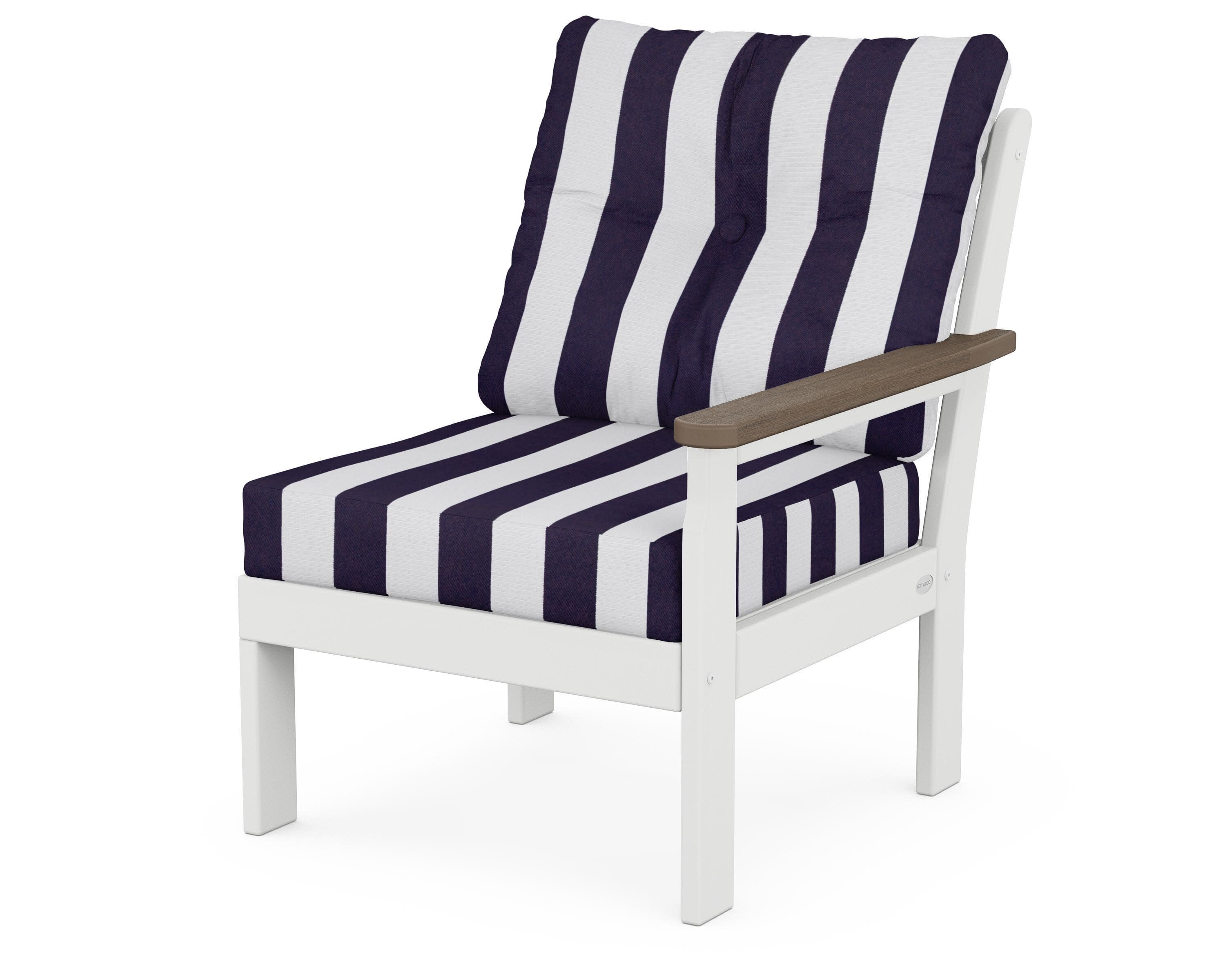 Vineyard Modular Right Arm Chair in White / Kona / Cabana Stripe Navy