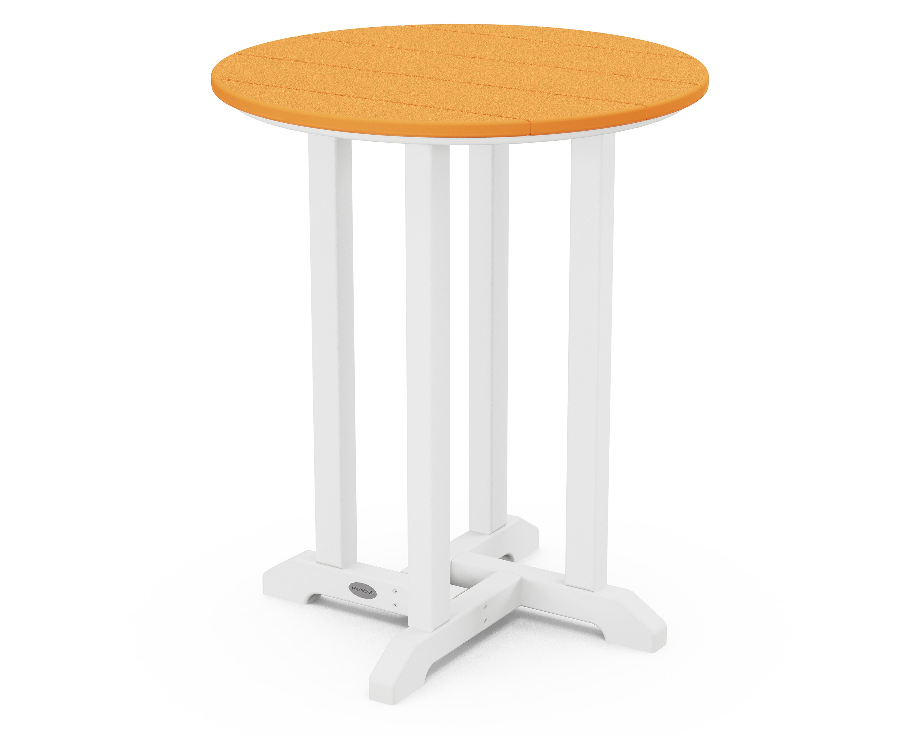 Contempo 24" Round Dining Table in White / Tangerine