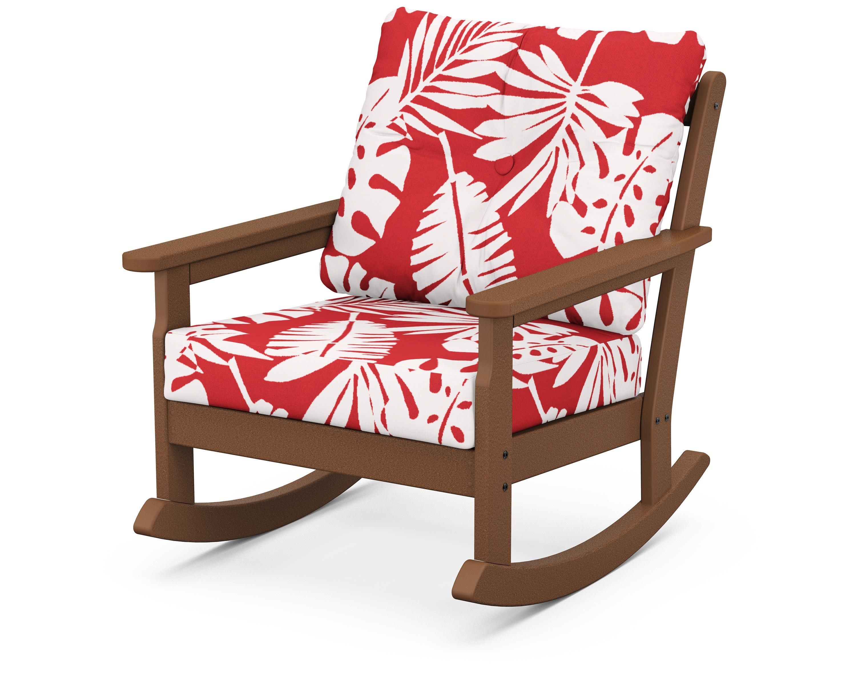 Vineyard Deep Seating Rocking Chair in Teak / Leaf Crimson