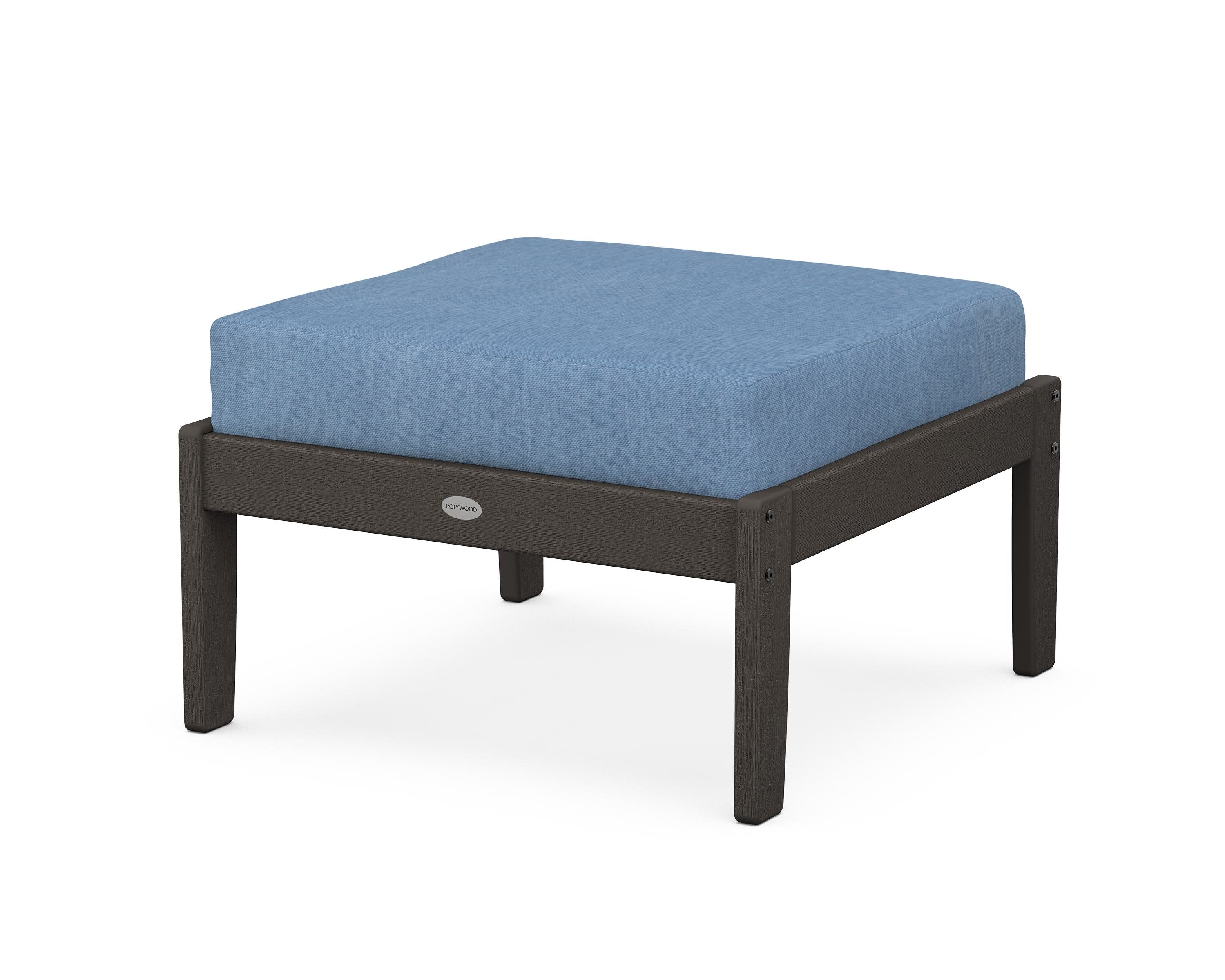 Braxton Deep Seating Ottoman in Vintage Coffee / Sky Blue