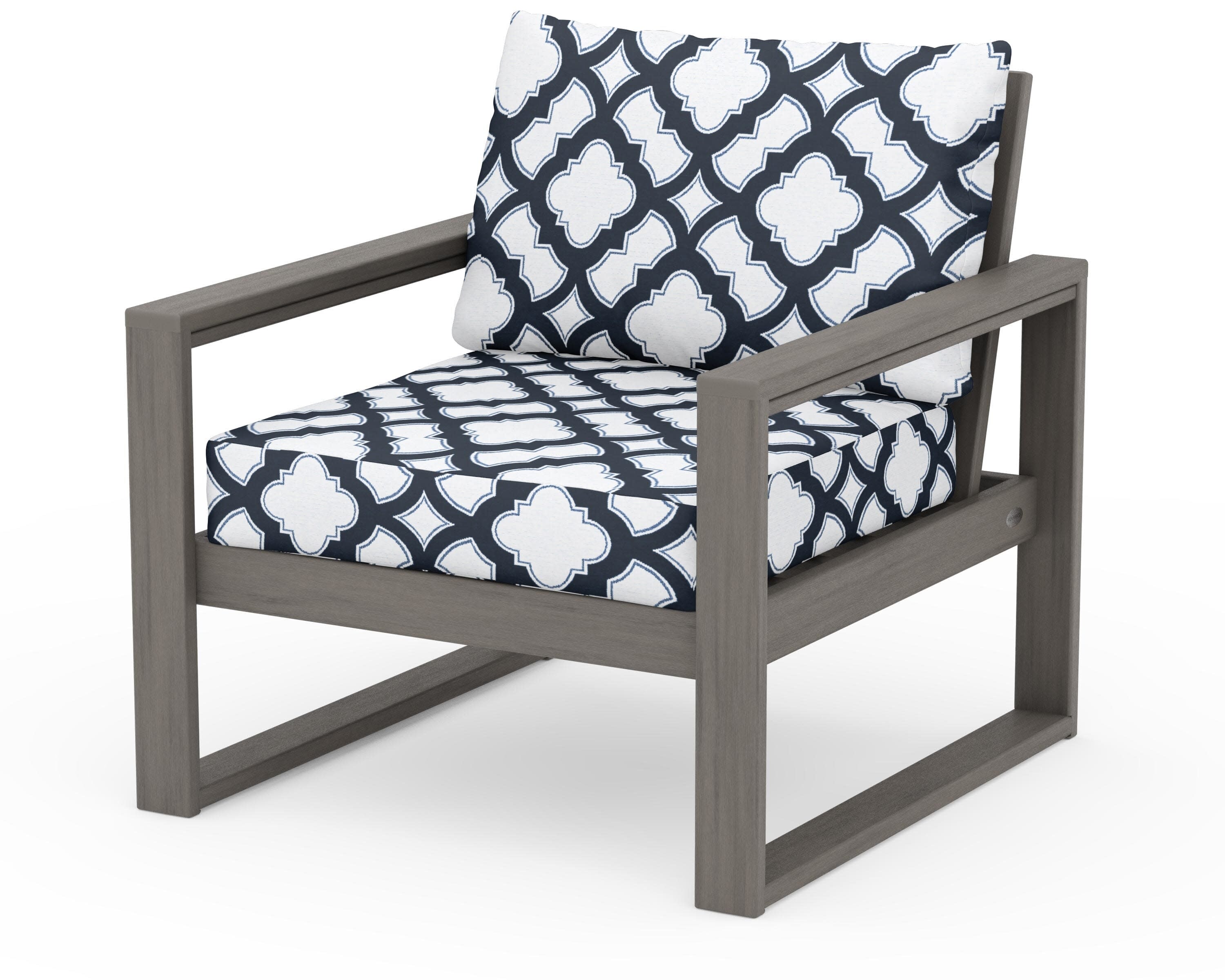 EDGE Club Chair in Driftwood / Trellis Marine Indigo