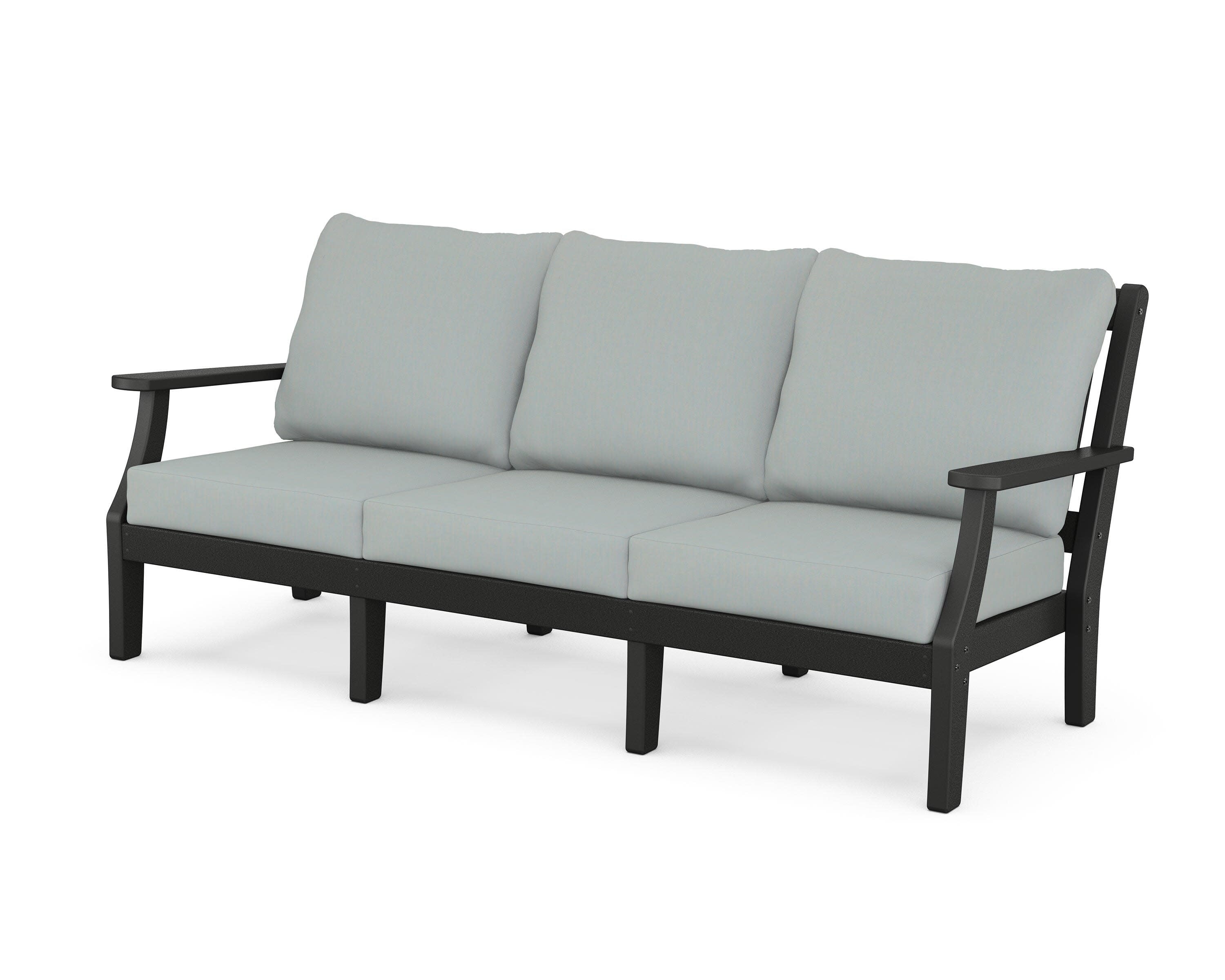 Chinoiserie Deep Seating Sofa in Black / Spa
