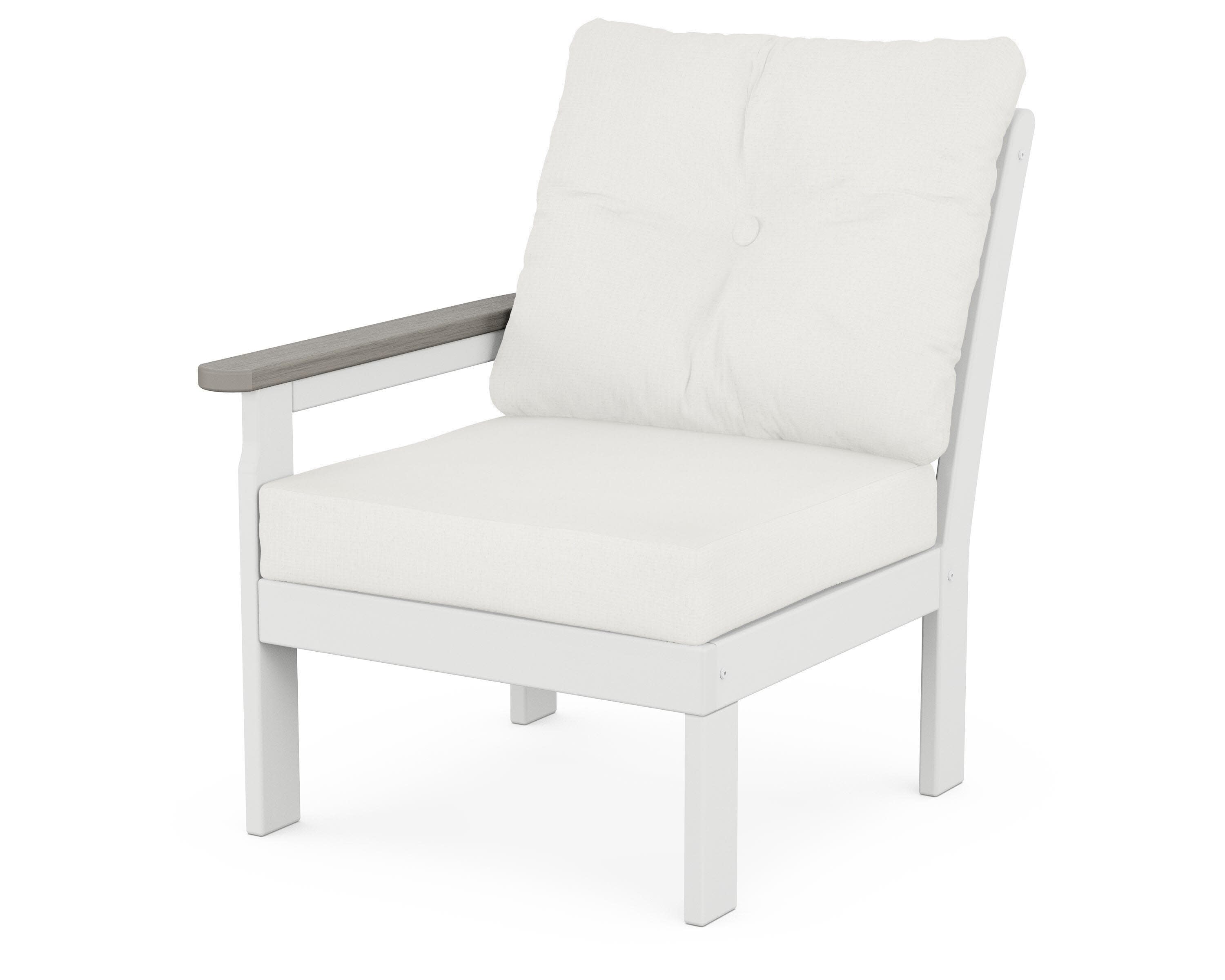 Vineyard Modular Left Arm Chair in White / Driftwood / Natural Linen