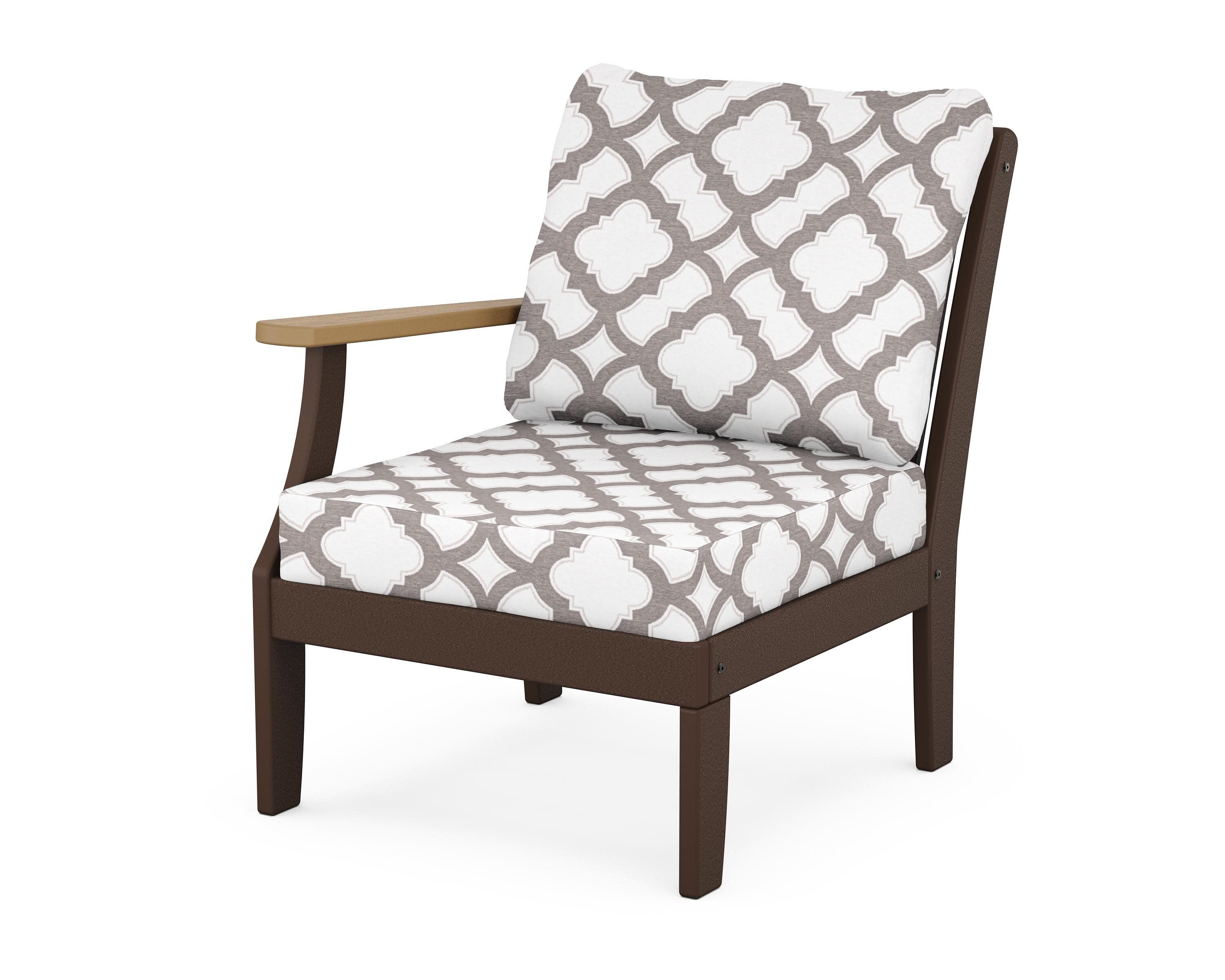 Braxton Modular Left Arm Chair in Mahogany / Natural / Trellis Grey Mist