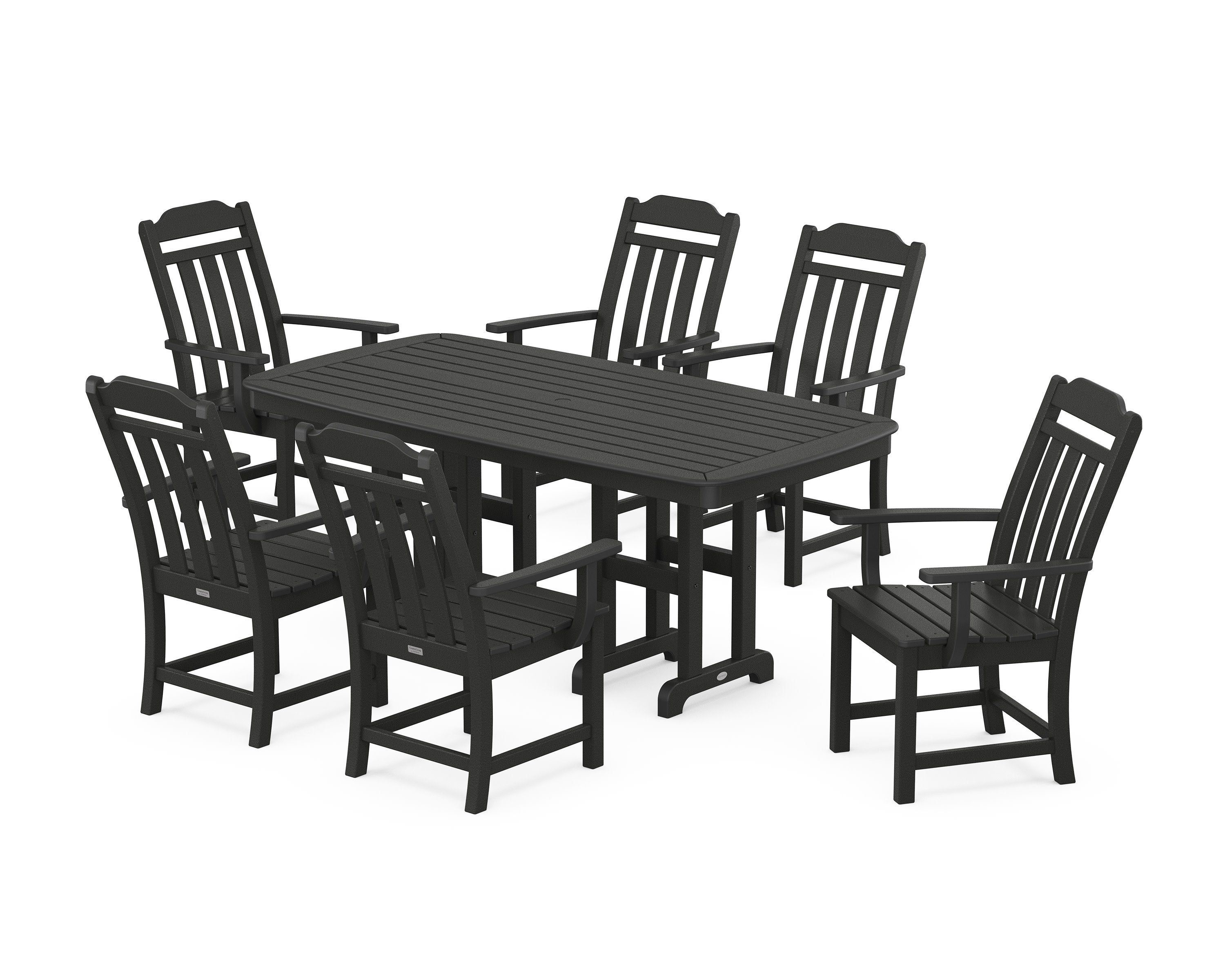 Cottage Arm Chair 7-Piece Dining Set in Black