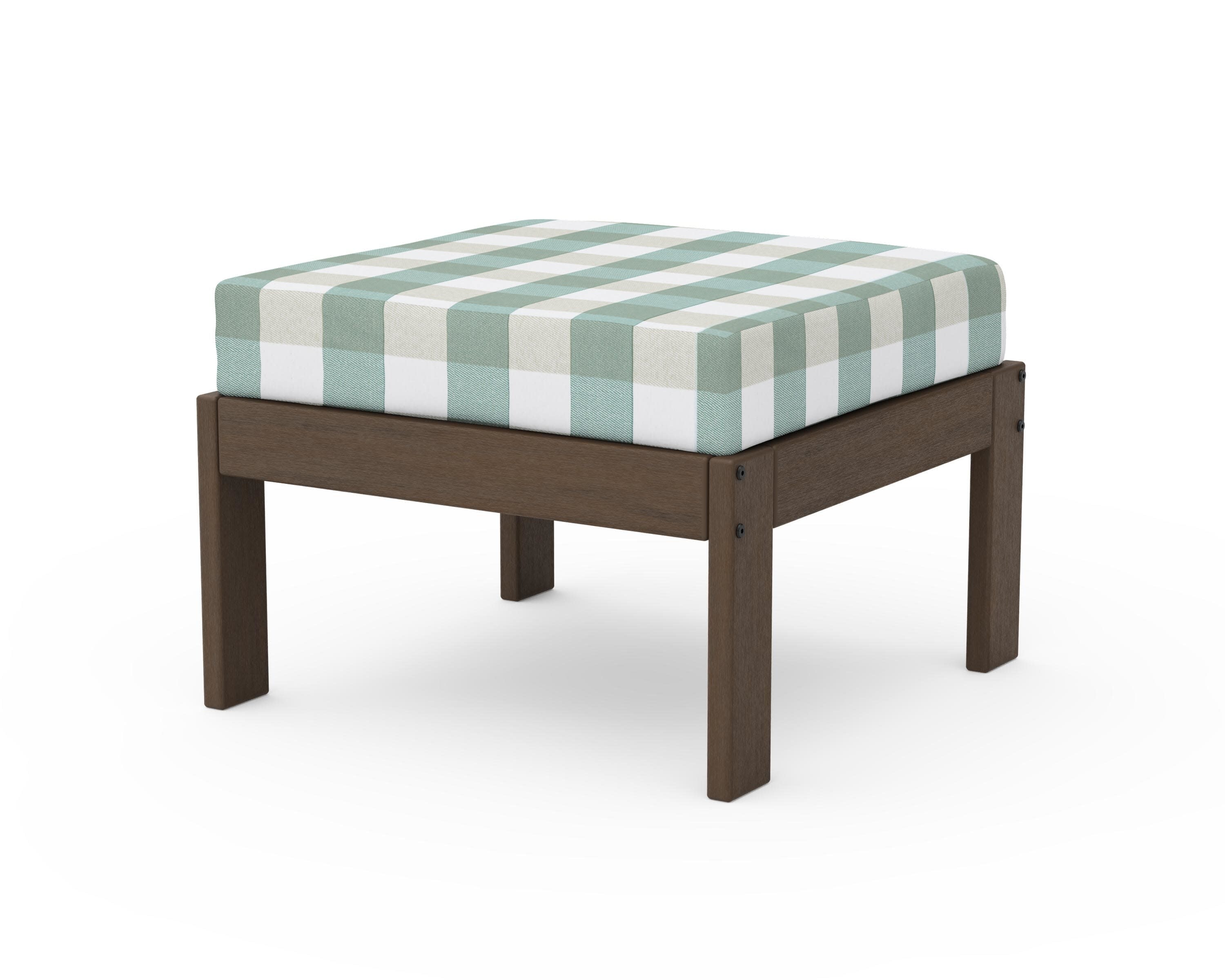 Vineyard Modular Ottoman in Kona / Buffalo Plaid Glacier Spa