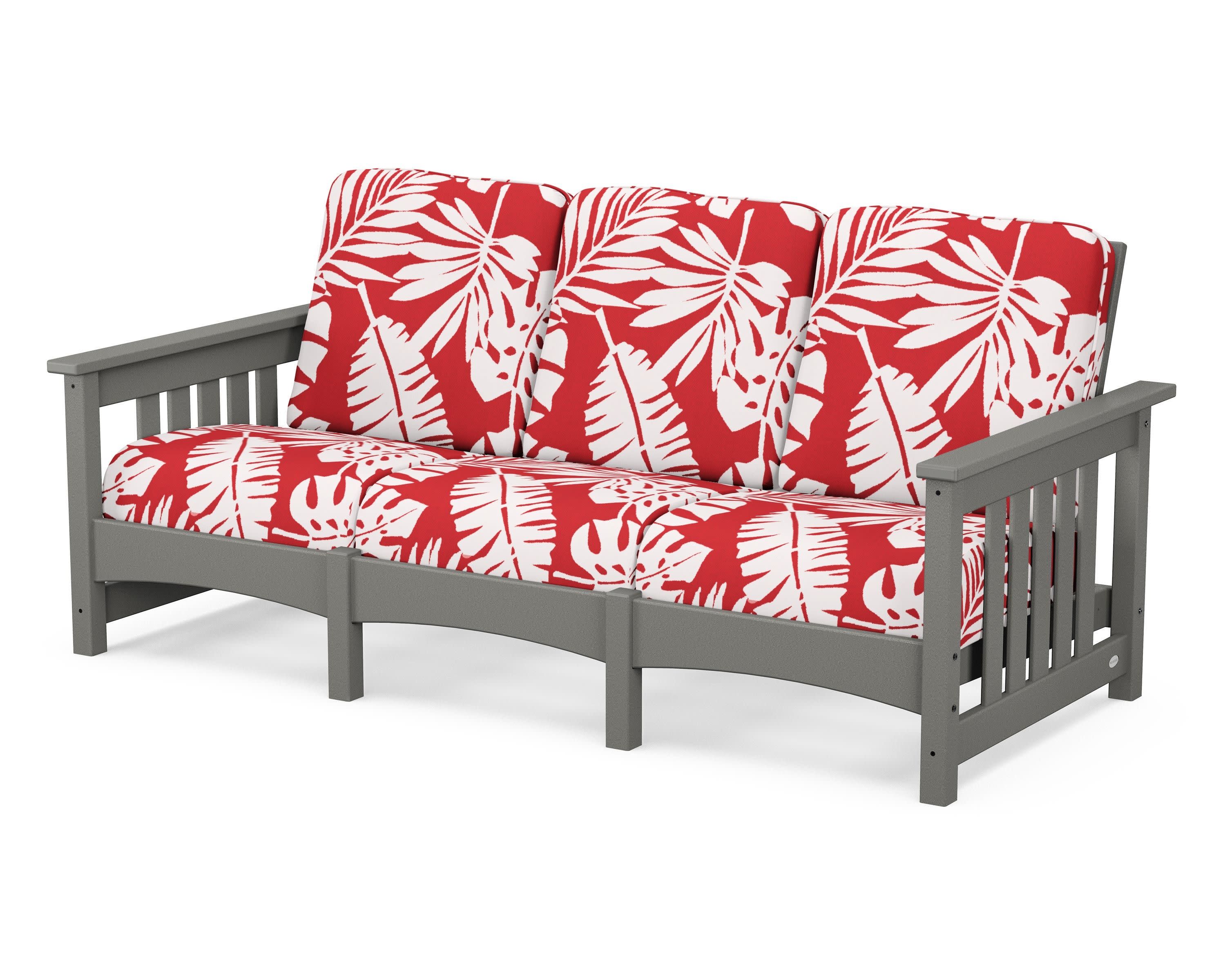 Club Mission Sofa in Slate Grey / Leaf Crimson