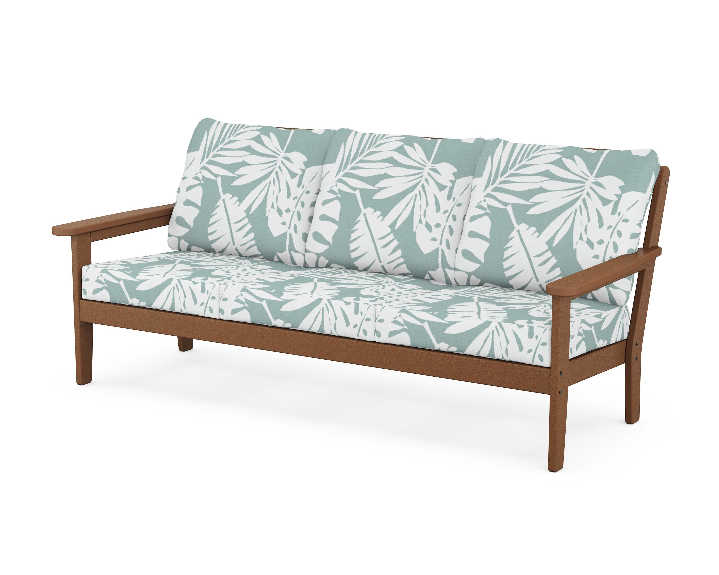Cottage Deep Seating Sofa in Teak / Leaf Glacier Spa