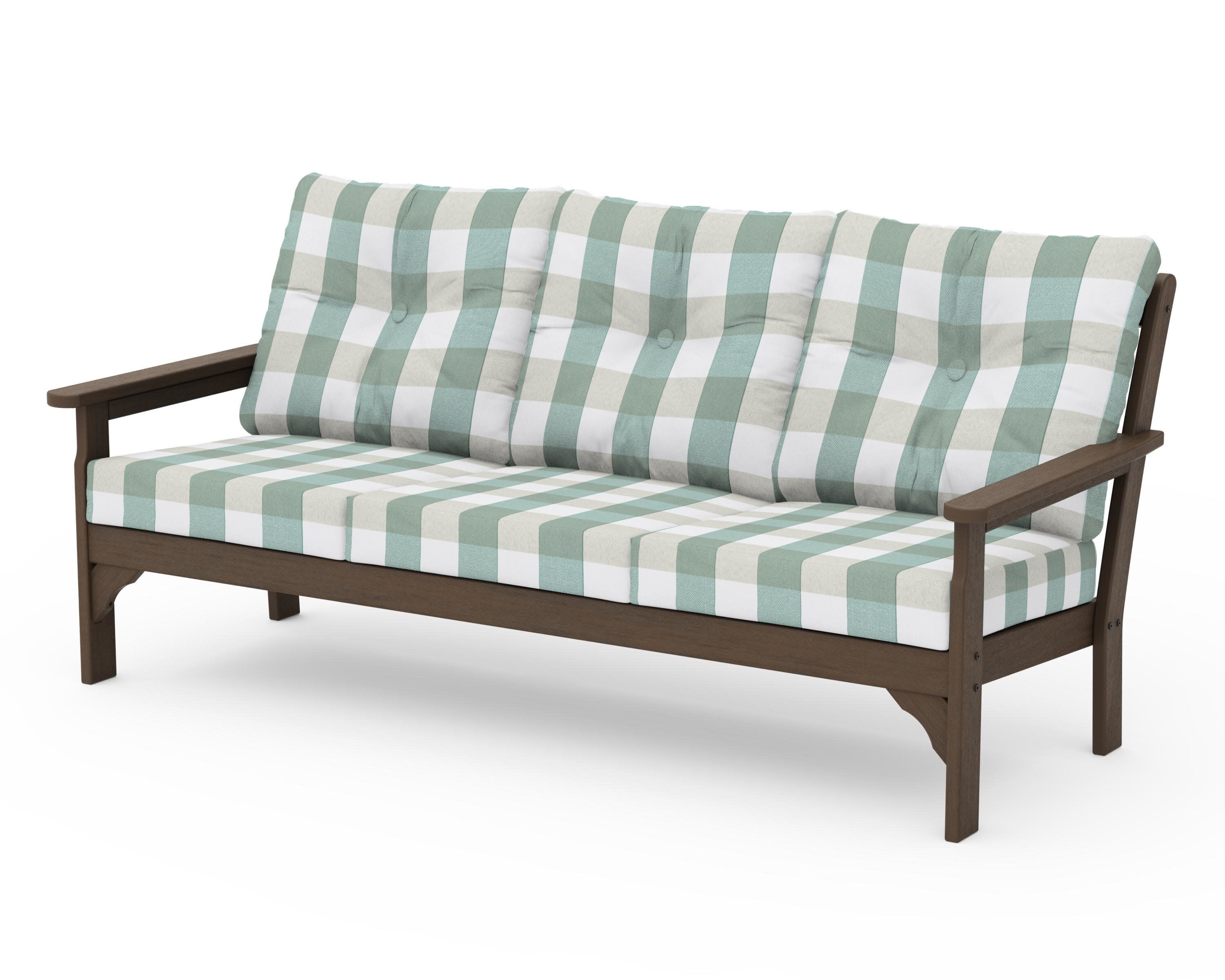 Vineyard Deep Seating Sofa in Kona / Buffalo Plaid Glacier Spa