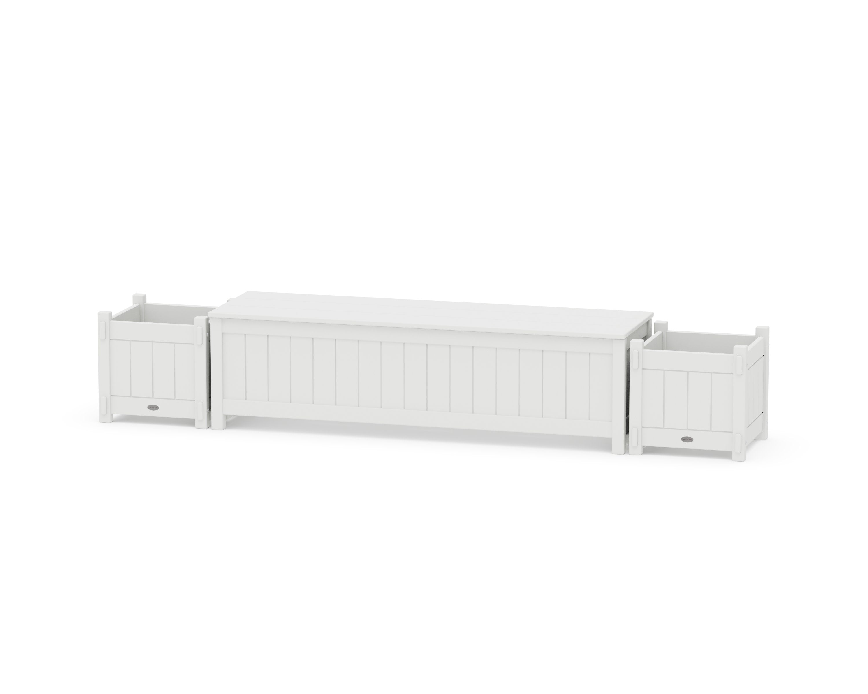 60" Vineyard Straight Planter Storage Bench Set in White
