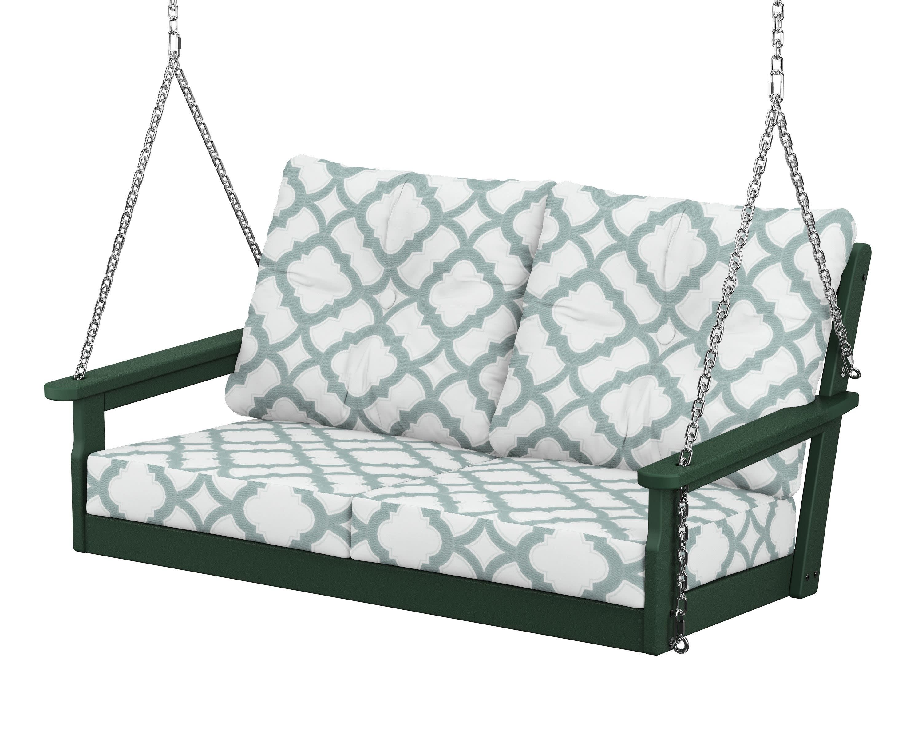 Vineyard Deep Seating Swing in Green / Trellis Glacier Spa