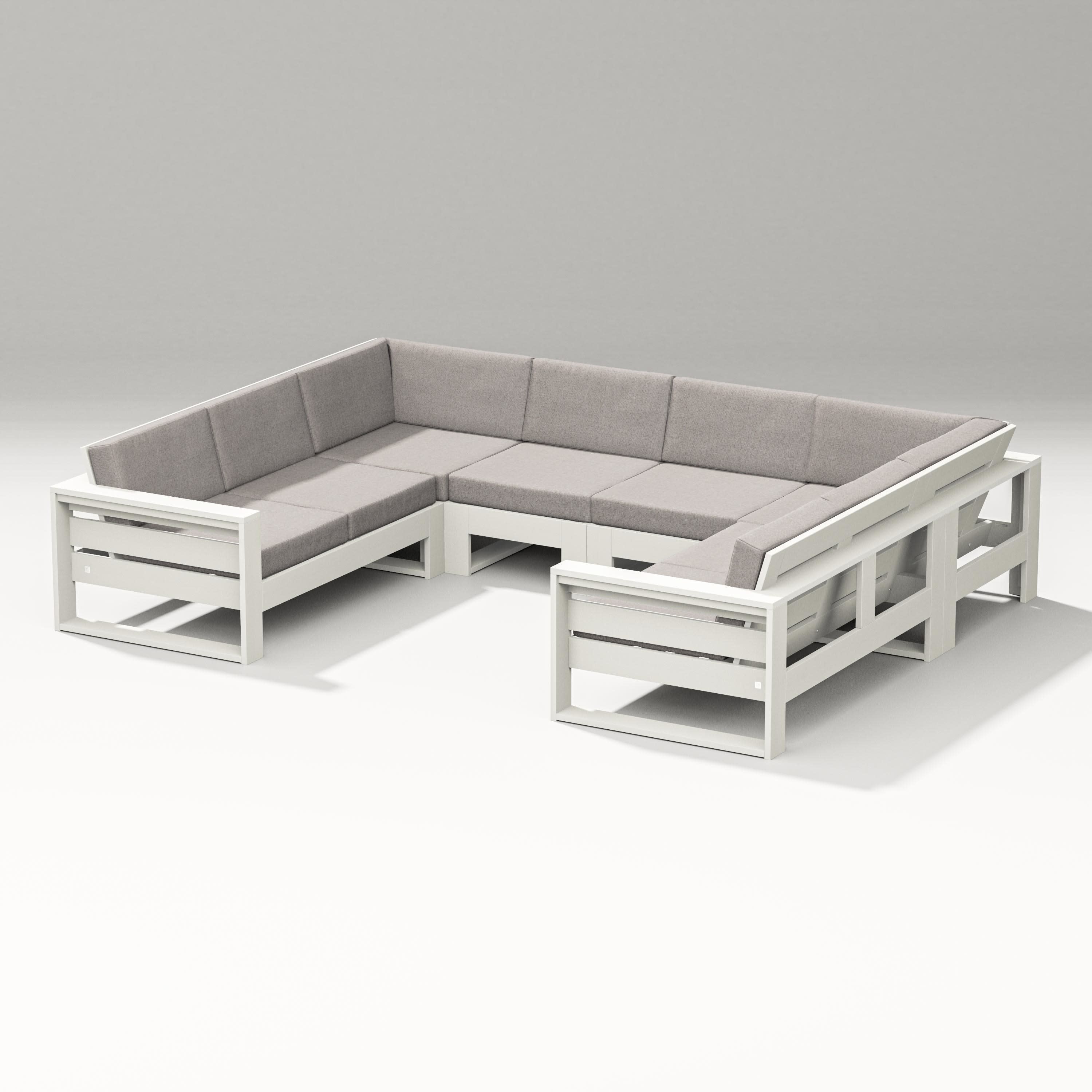 Latitude U-Shaped Sectional in Vintage White / Weathered Tweed
