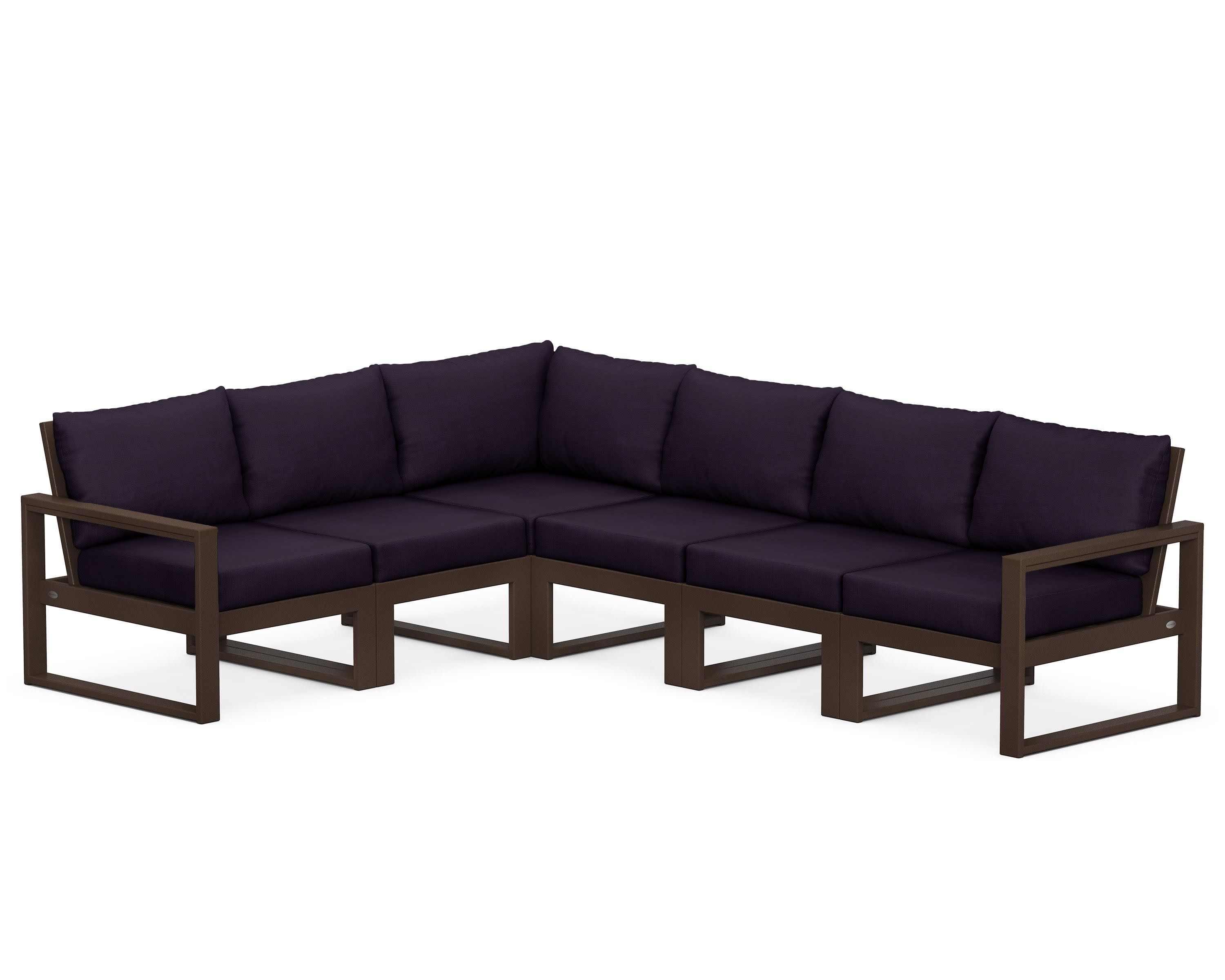 EDGE 6-Piece Modular Deep Seating Set in Mahogany / Navy Linen