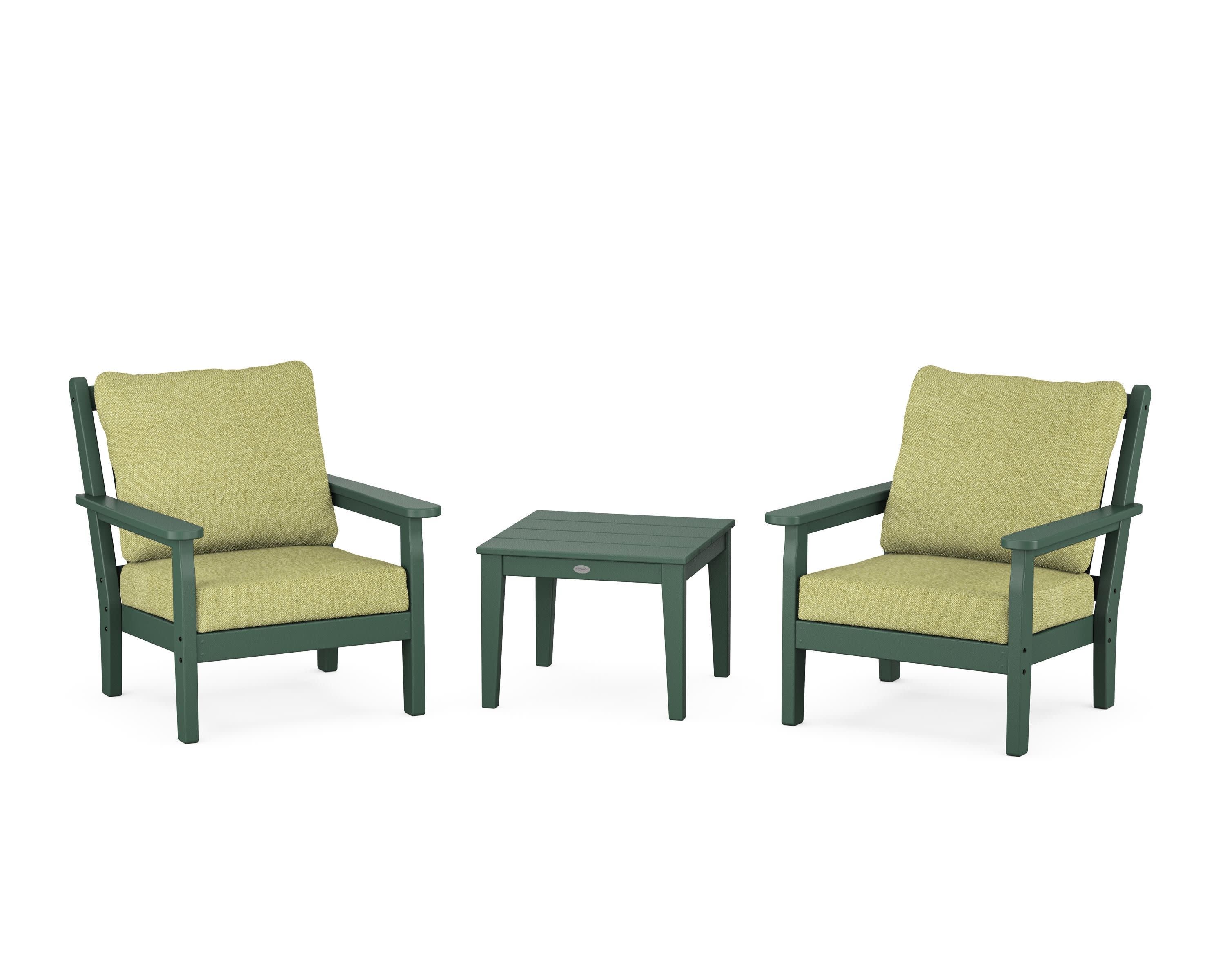 Chippendale 3-Piece Deep Seating Set in Green / Chartreuse Boucle