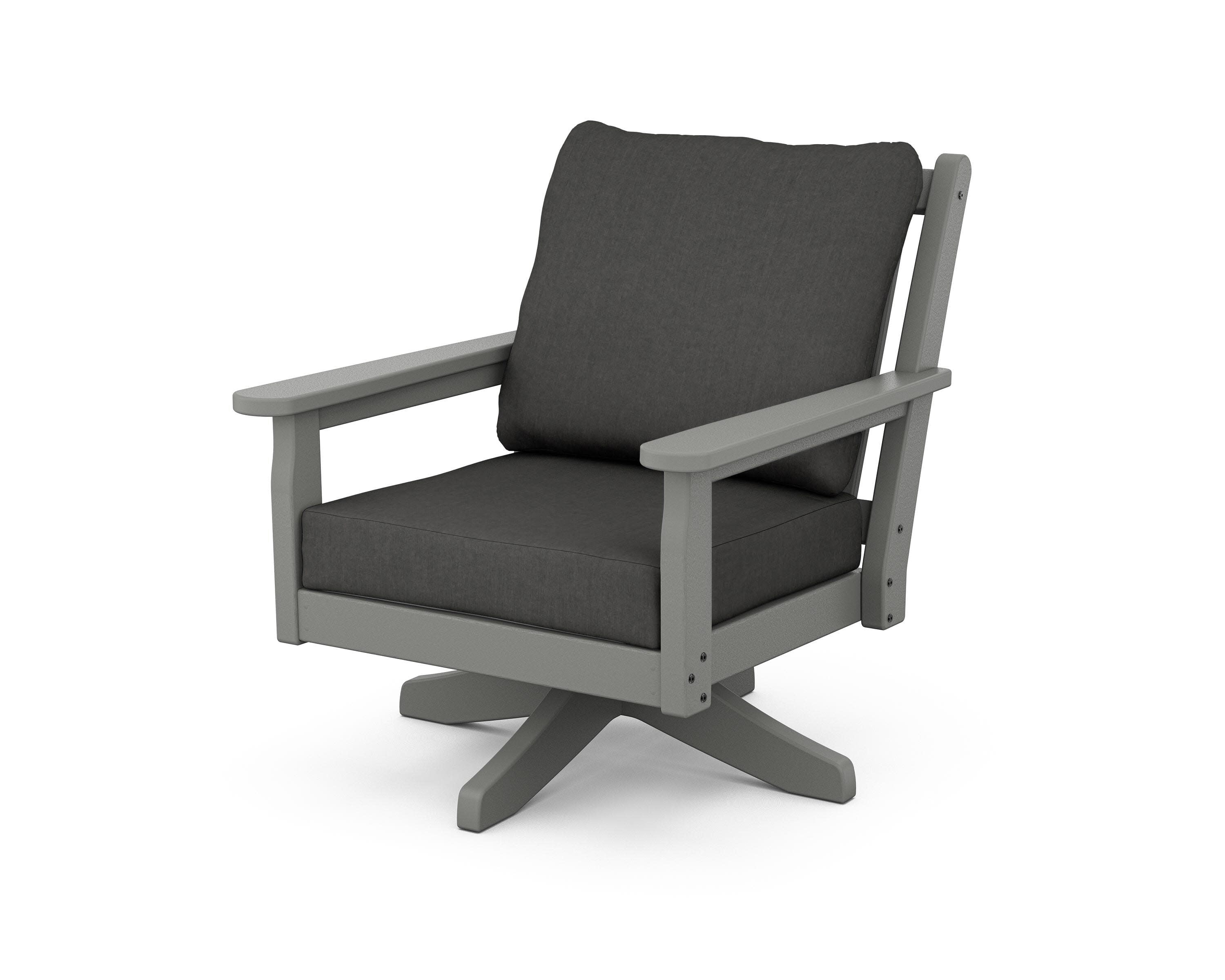Chippendale Deep Seating Swivel Chair in Slate Grey / Spectrum Carbon