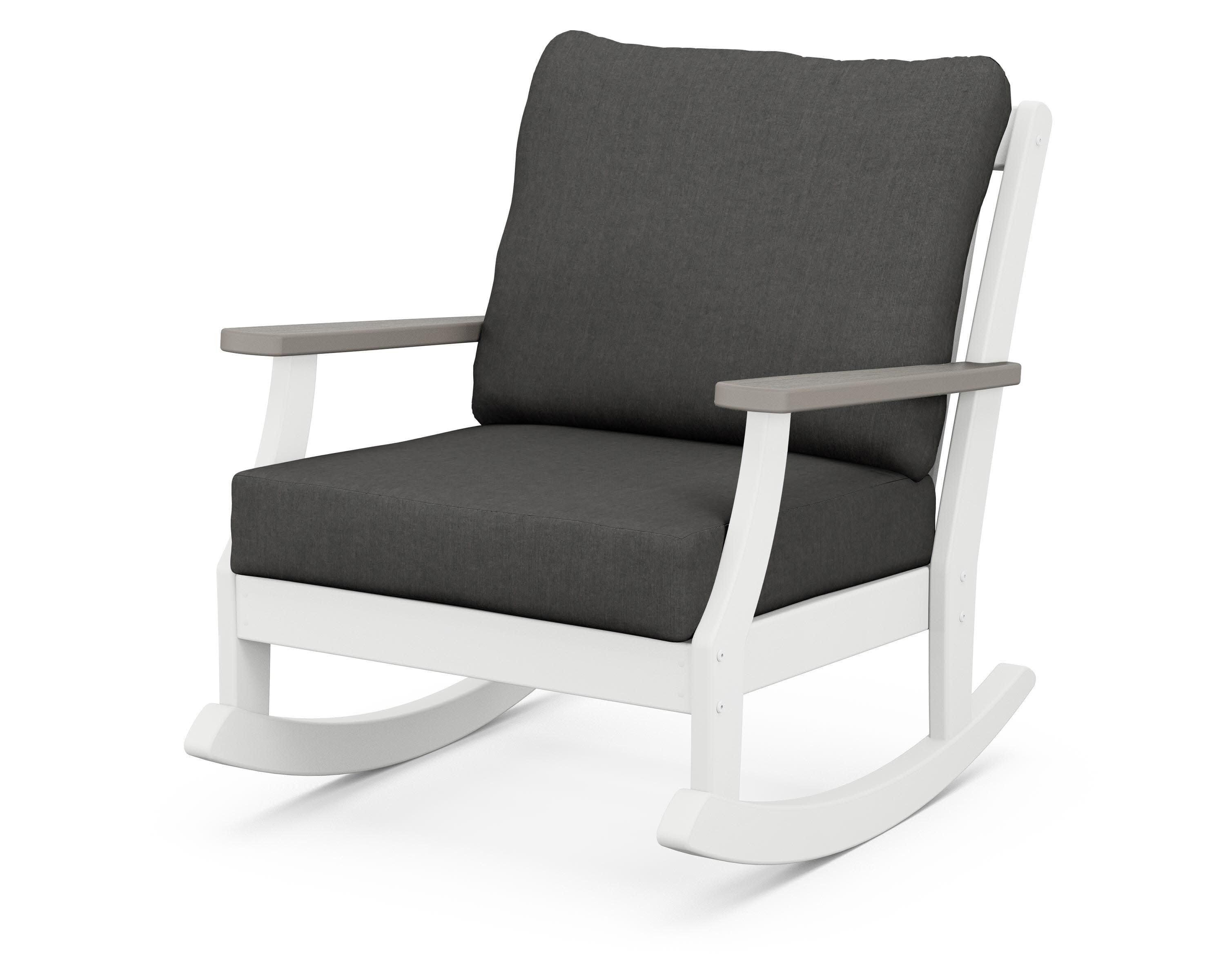 Braxton Deep Seating Rocking Chair in White / Driftwood / Spectrum Carbon
