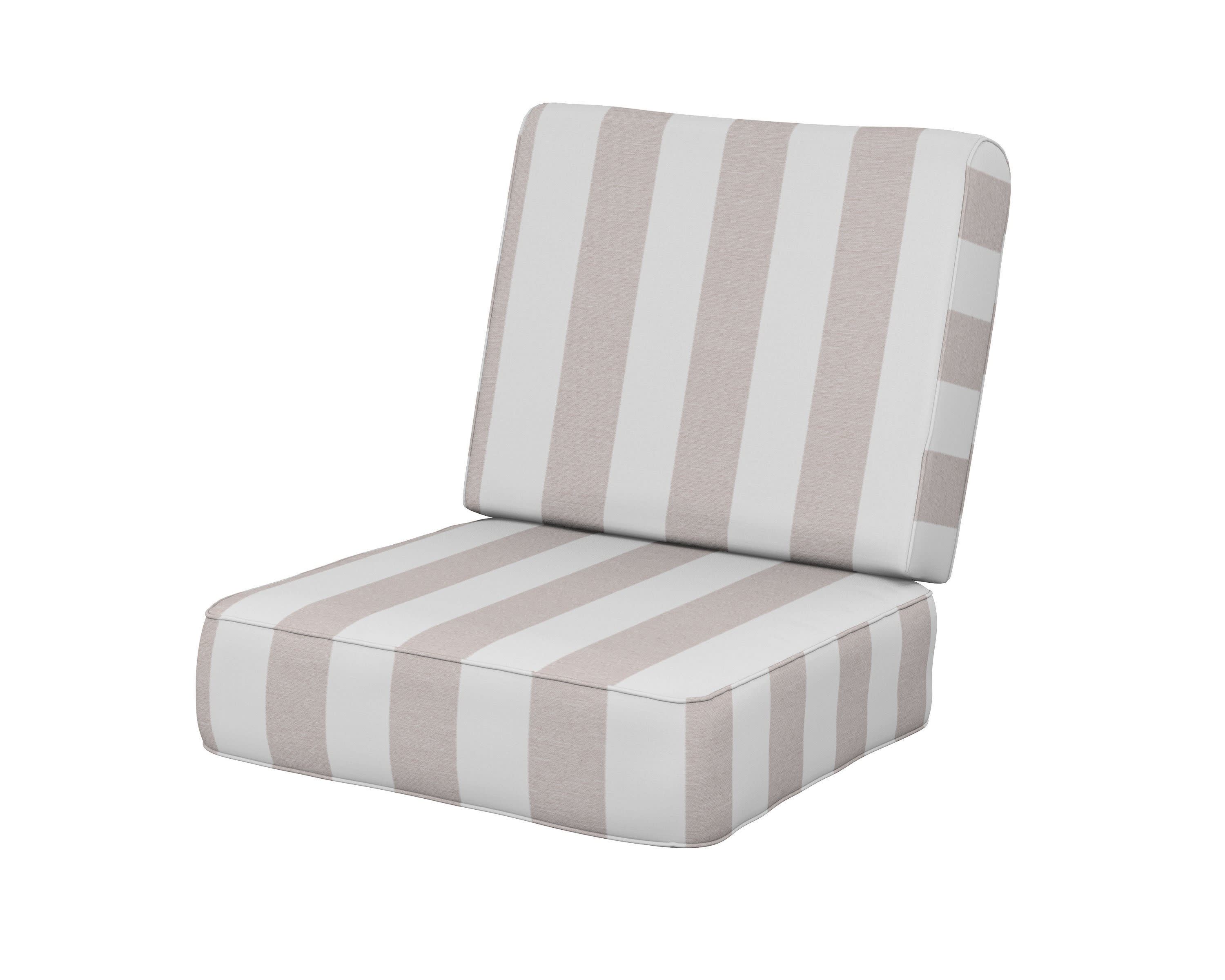 Ateeva Harbour Seat and Back Cushion in Cabana Stripe Dune Burlap