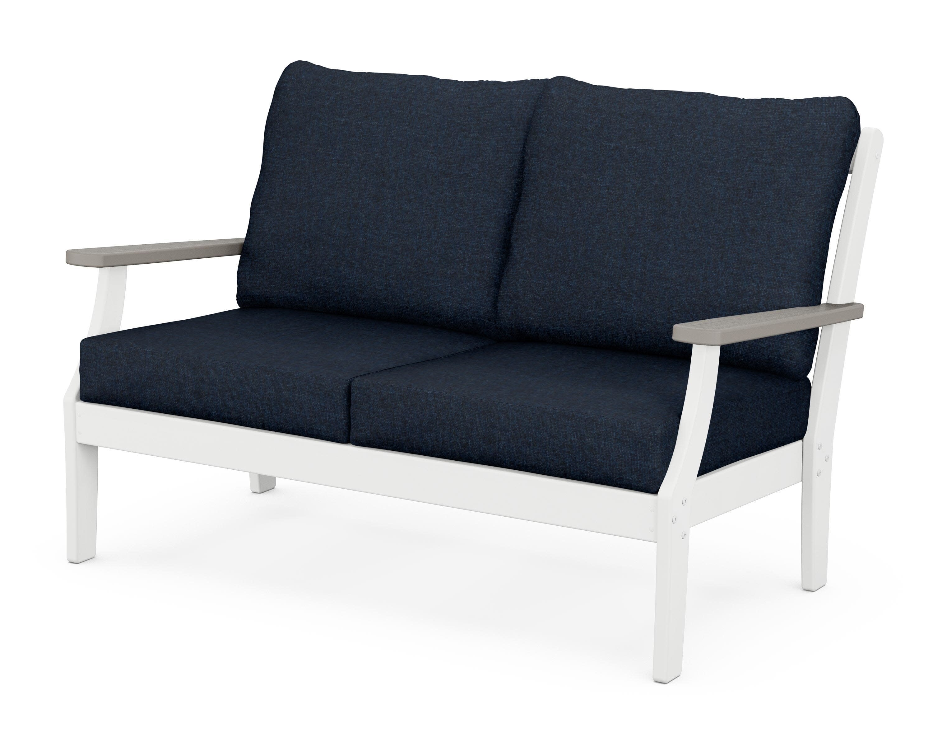 Braxton Deep Seating Loveseat in White / Driftwood / Marine Indigo